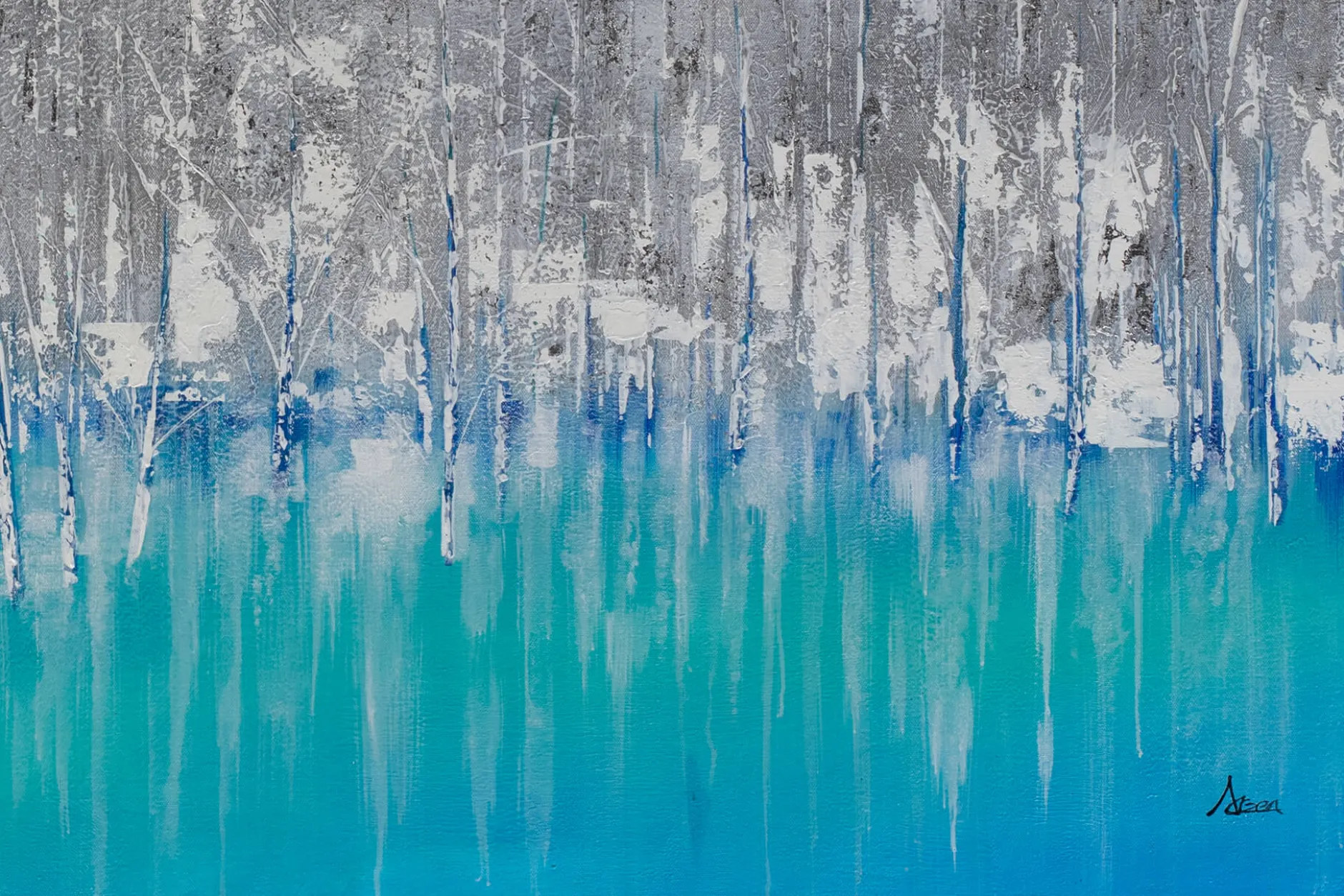 XXL Öl Gemälde 'Blue Reflection' | Handgemaltes Unikat