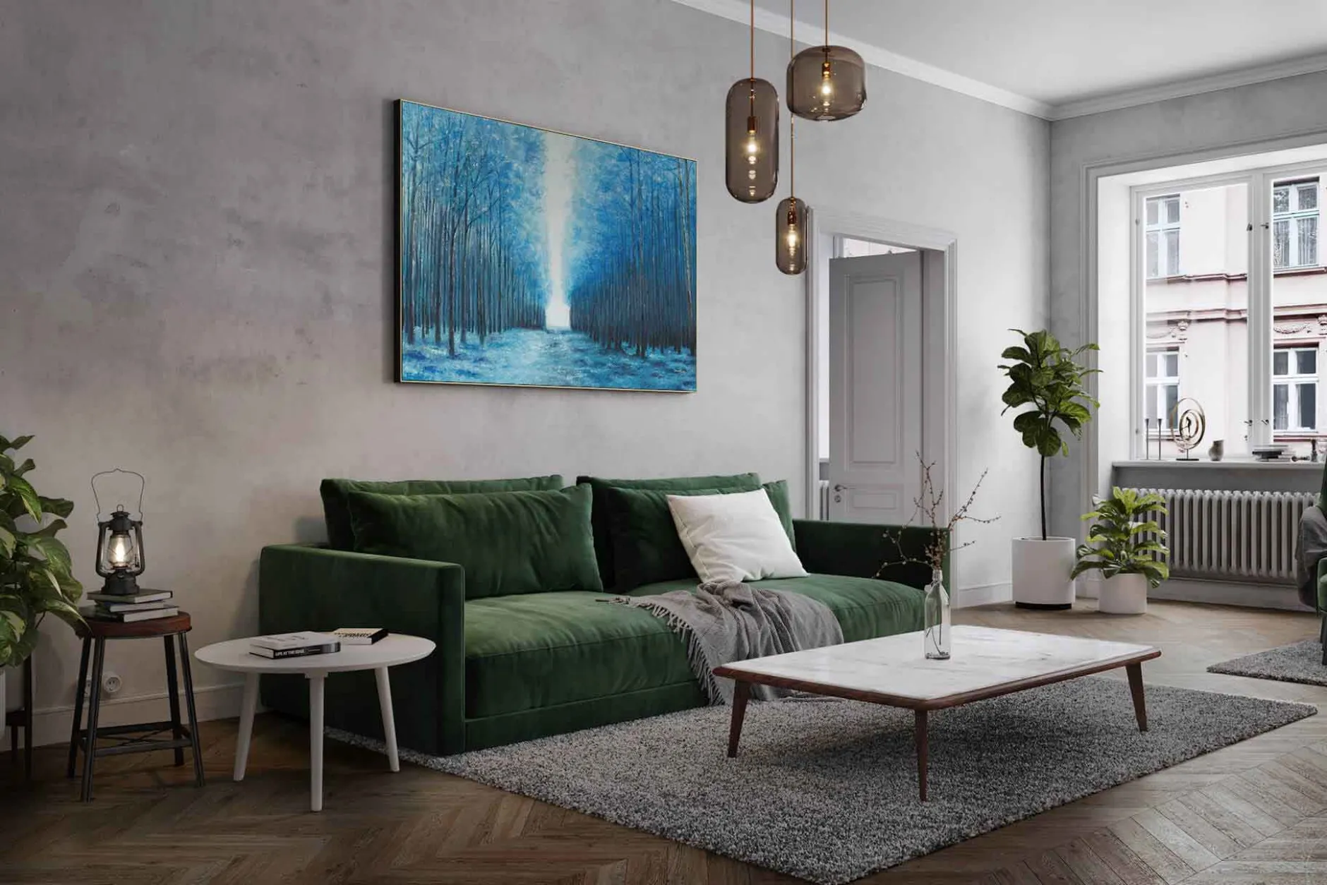 XXL Öl Gemälde 'Blue Twilight' | Handgemaltes Unikat
