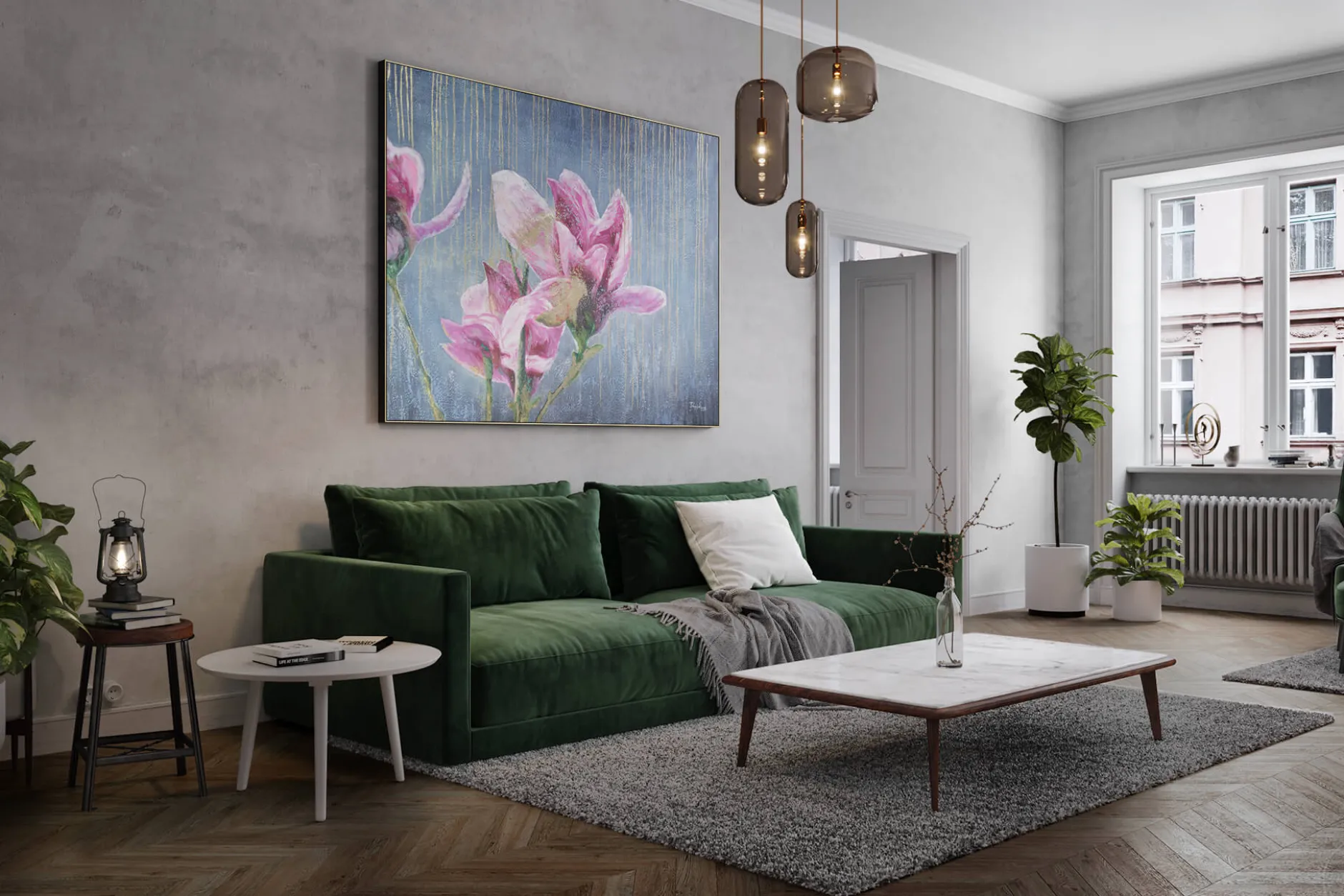 XXL Öl Gemälde 'Blumen der Liebe' | Handgemaltes Unikat