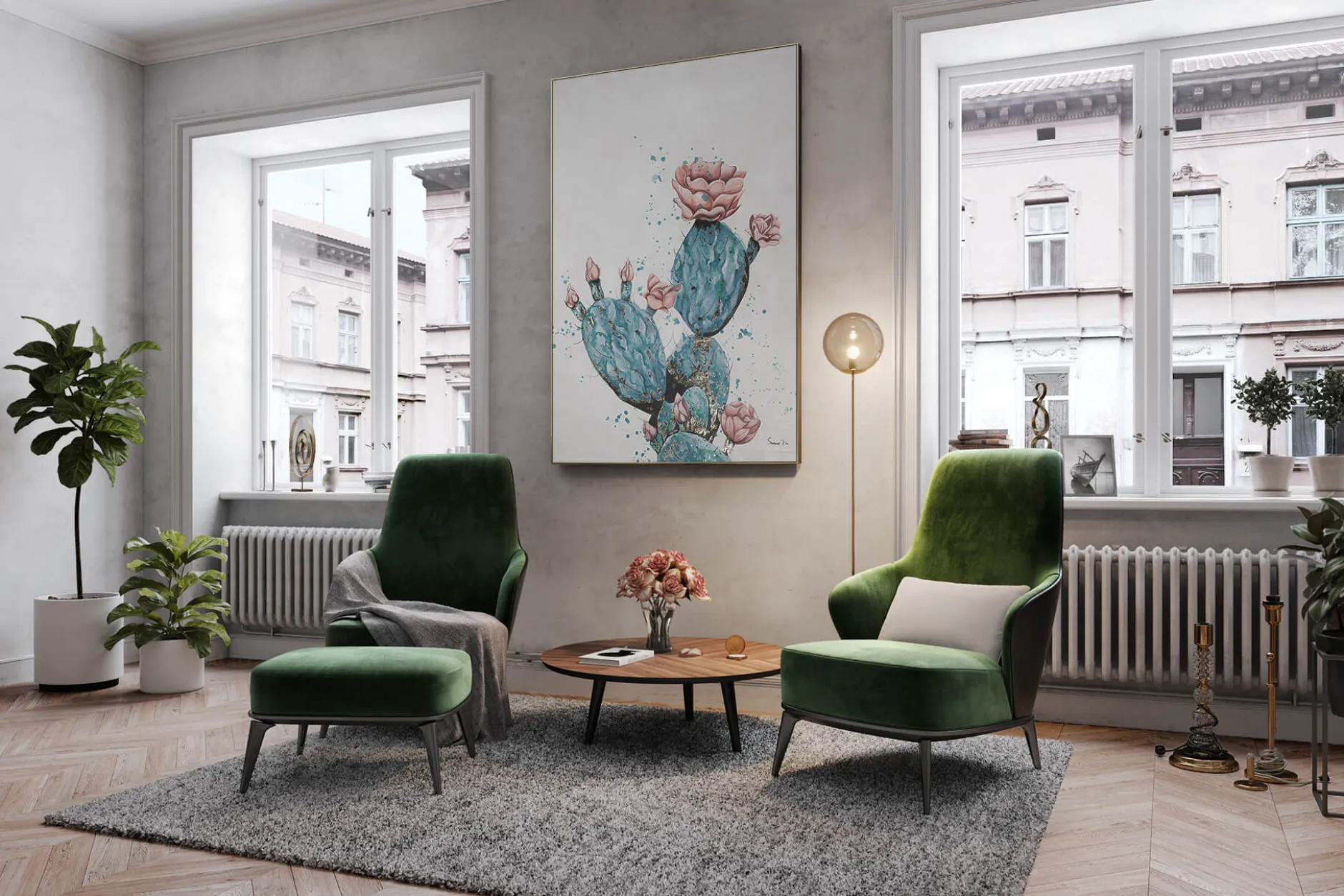 XXL Öl Gemälde 'Blumen der Wüste' | Handgemaltes Unikat