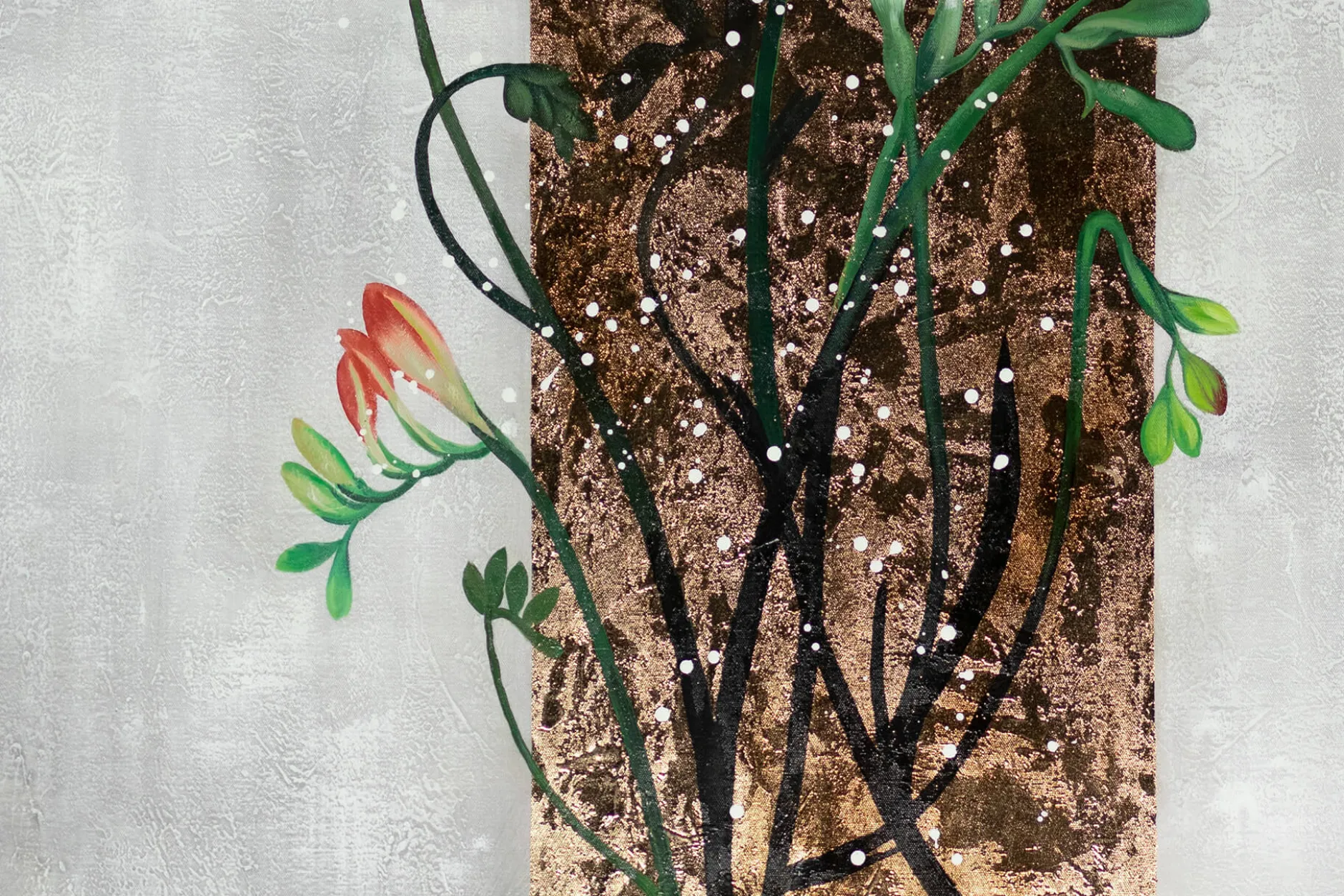 XXL Öl Gemälde 'Blumen im Regen' | Handgemaltes Unikat