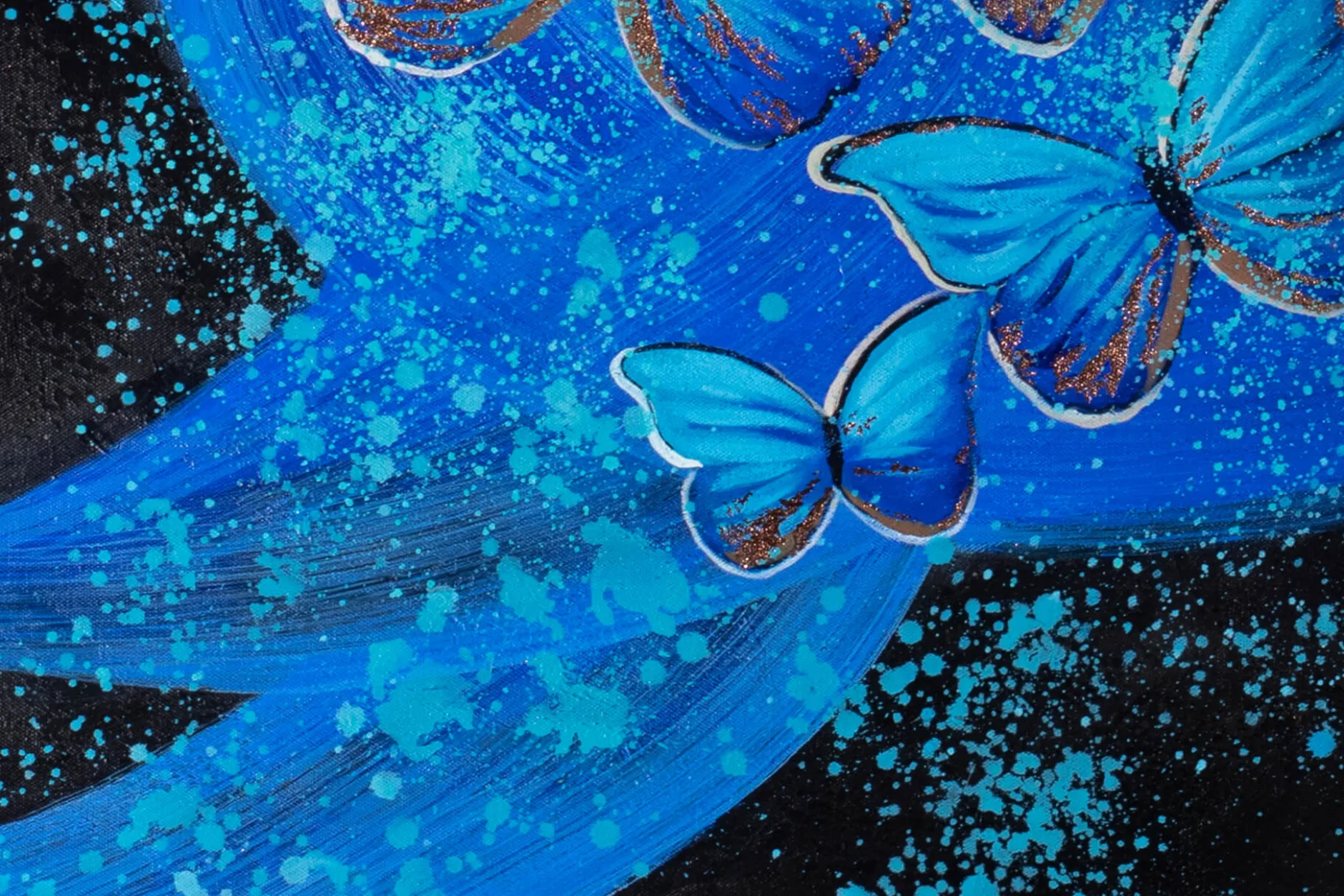 XXL Öl Gemälde 'Butterfly Blues' | Handgemaltes Unikat