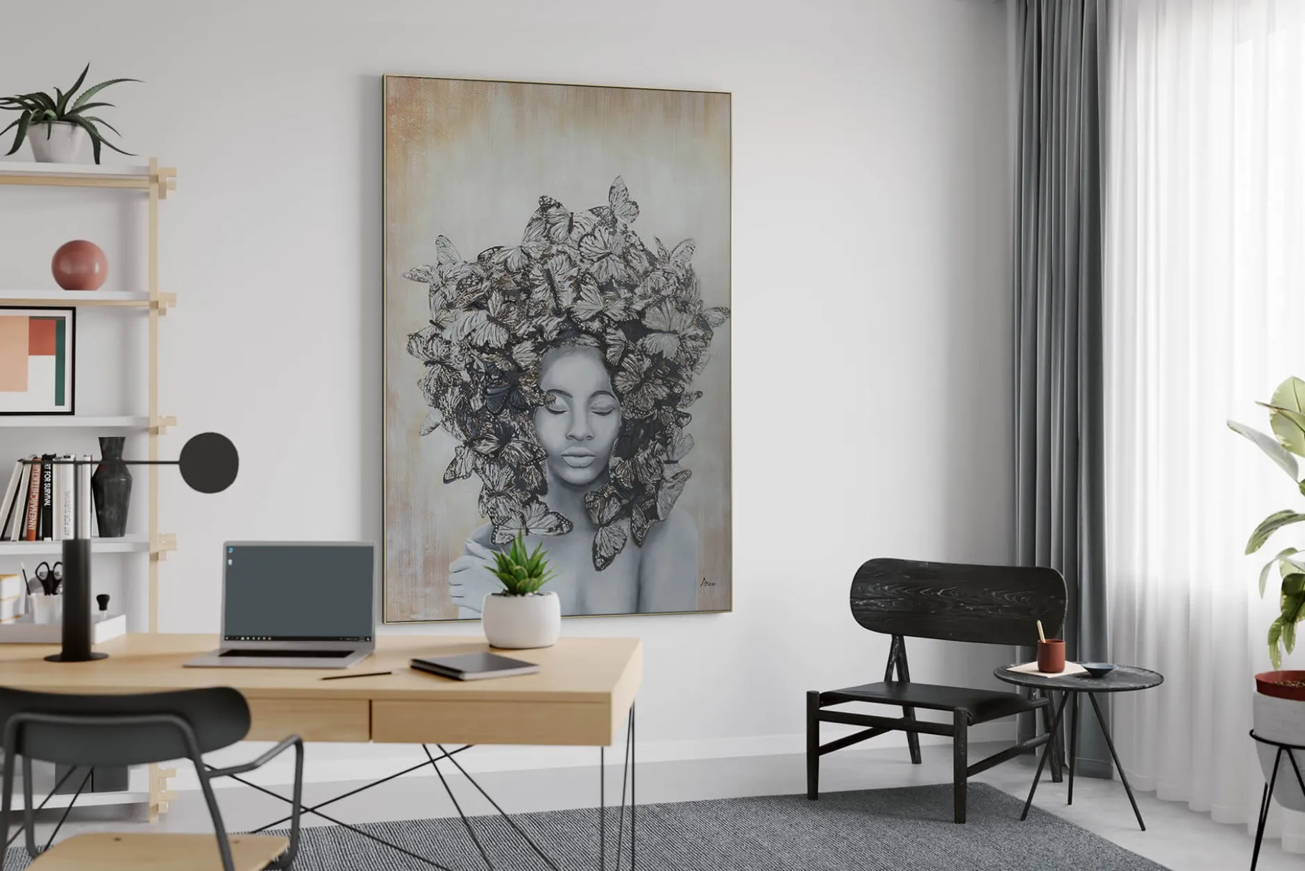 XXL Öl Gemälde 'Butterfly Crown' | Handgemaltes Unikat
