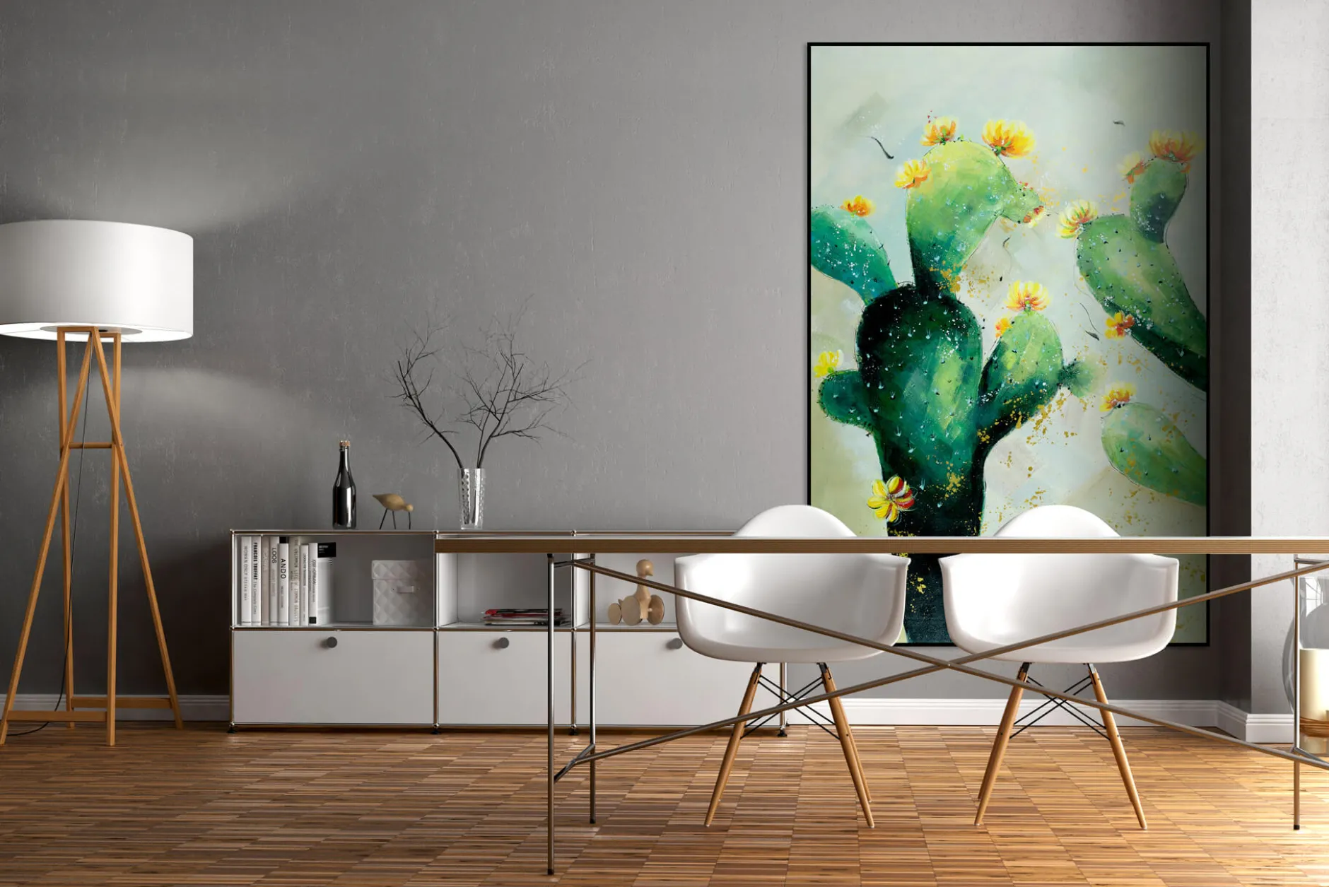 XXL Öl Gemälde 'Cactus Abloom' | Handgemaltes Unikat