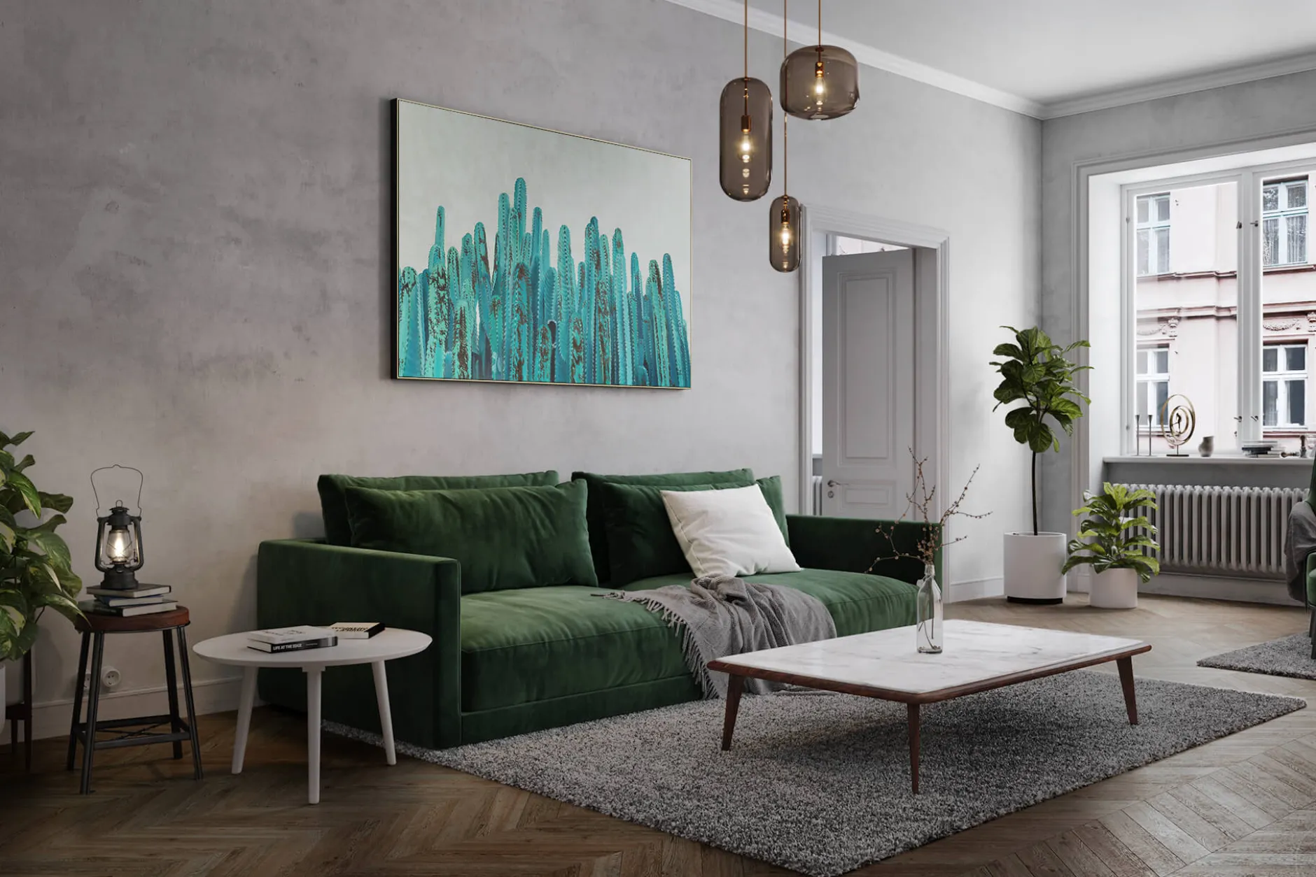 XXL Öl Gemälde 'Cactus Valley' | Handgemaltes Unikat