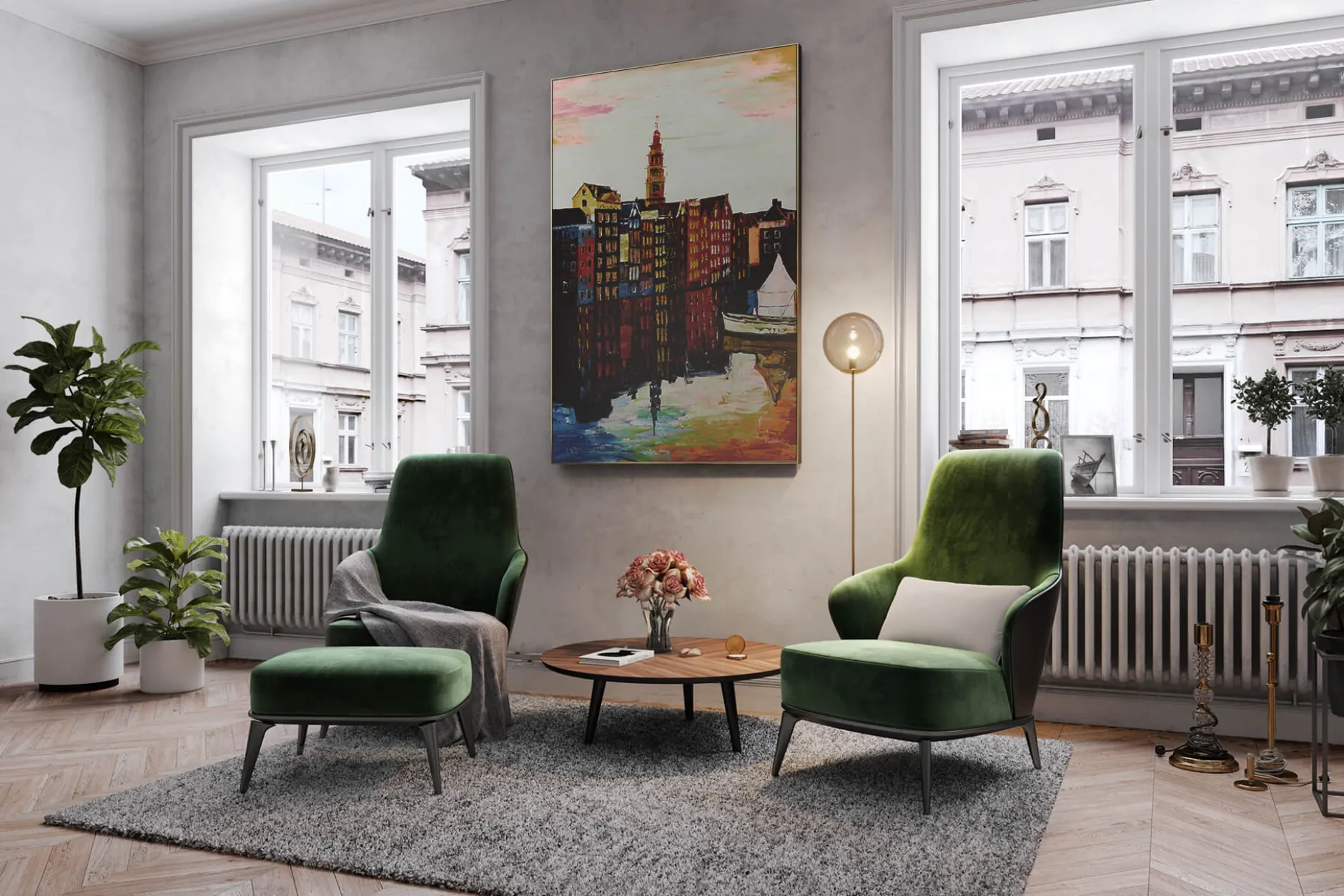 XXL Öl Gemälde 'City Skyline' | Handgemaltes Unikat