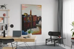 XXL Öl Gemälde 'City Skyline' | Handgemaltes Unikat