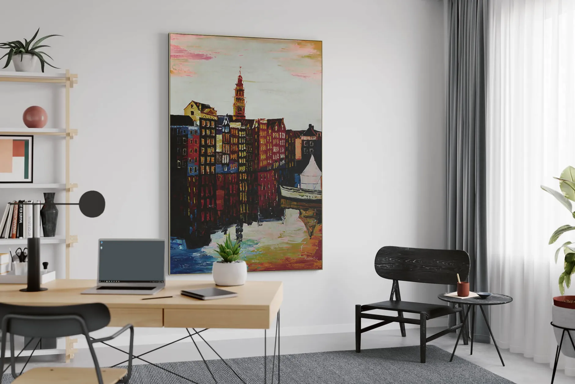 XXL Öl Gemälde 'City Skyline' | Handgemaltes Unikat