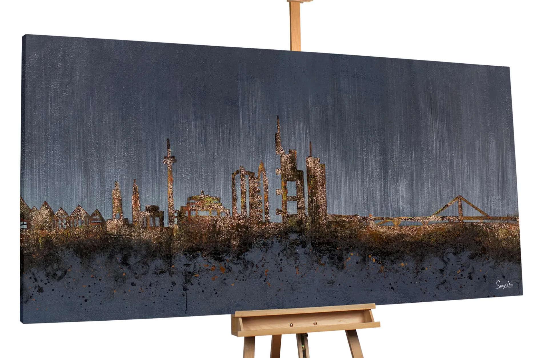 XXL Öl Gemälde 'City Starlight' | Handgemaltes Unikat