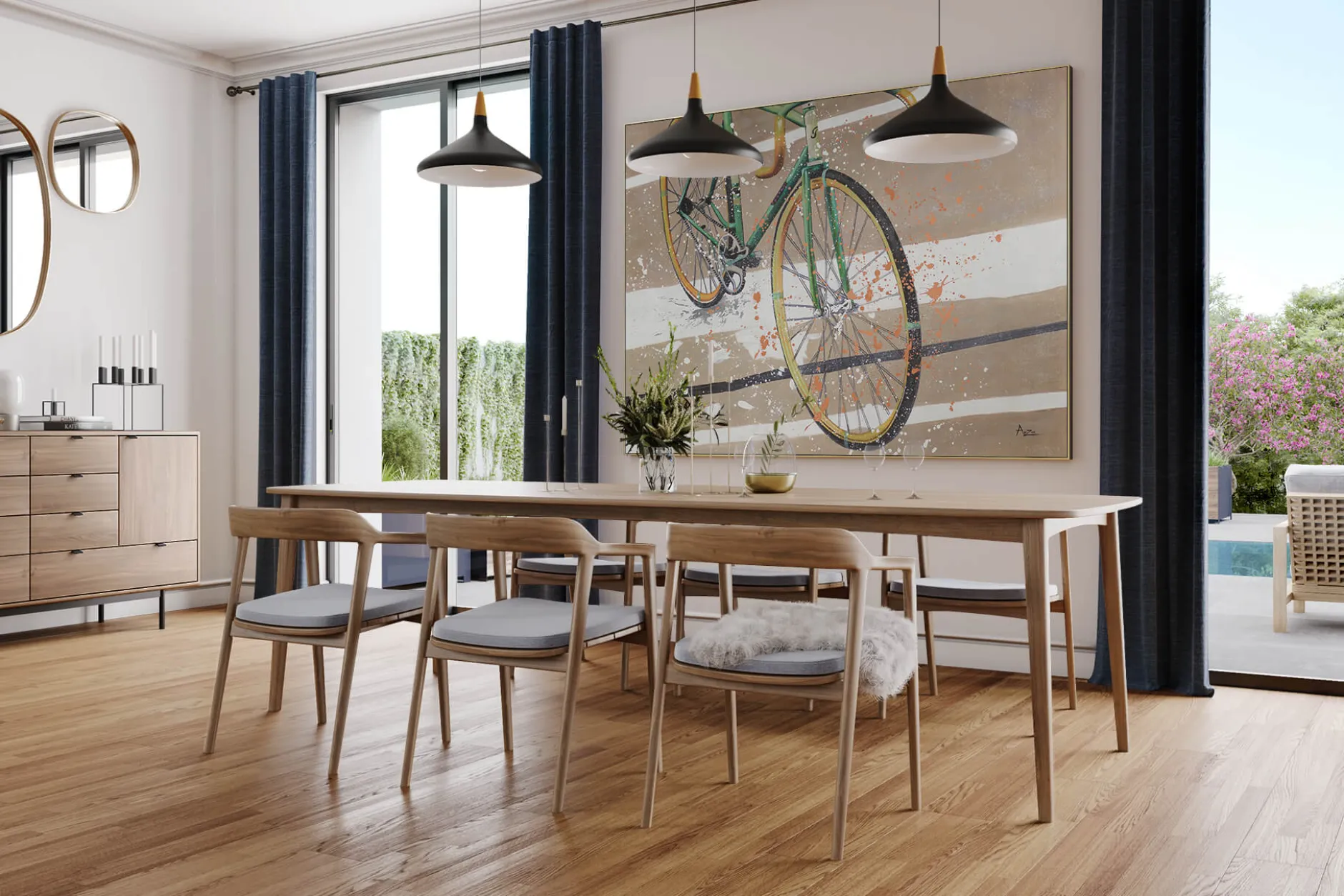 XXL Öl Gemälde 'Classy Bike' | Handgemaltes Unikat
