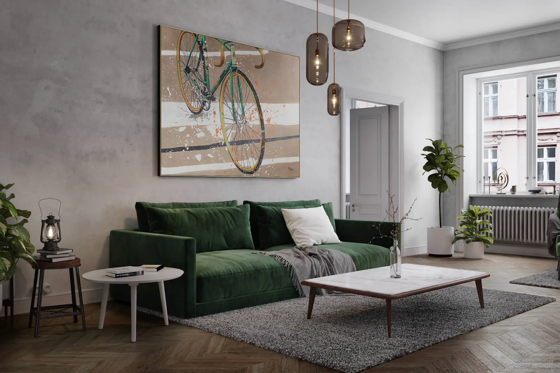 XXL Öl Gemälde 'Classy Bike' | Handgemaltes Unikat