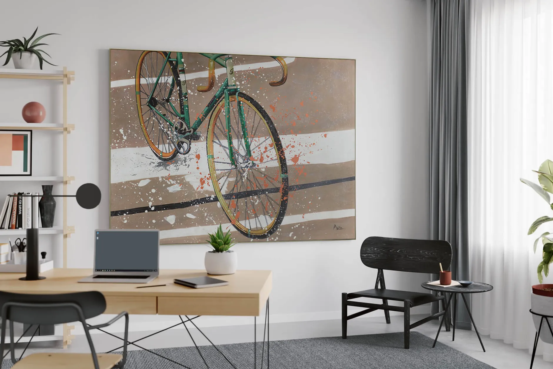 XXL Öl Gemälde 'Classy Bike' | Handgemaltes Unikat