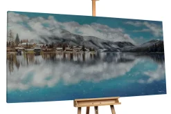 XXL Öl Gemälde 'Cold Winter Lake' | Handgemaltes Unikat