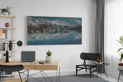 XXL Öl Gemälde 'Cold Winter Lake' | Handgemaltes Unikat