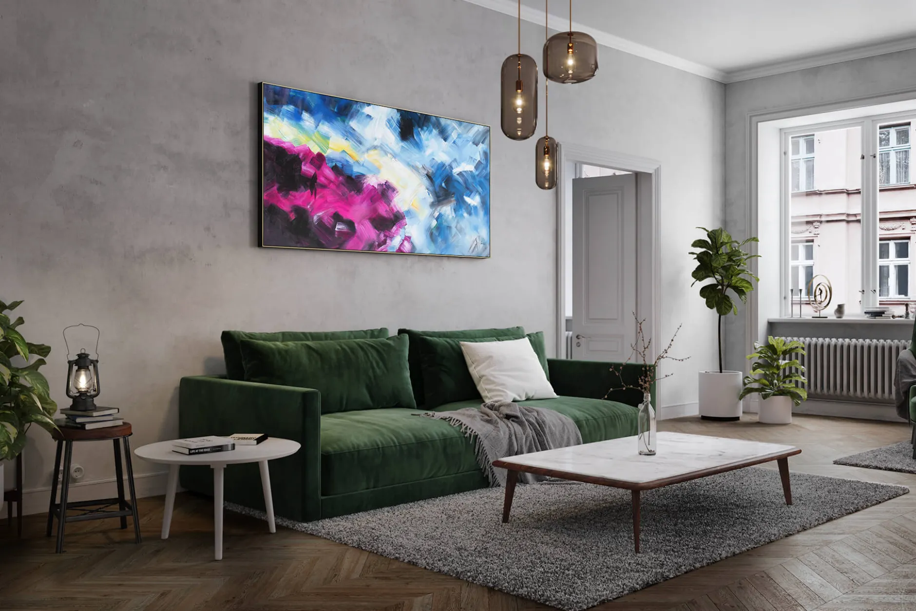 XXL Öl Gemälde 'Colorful Blur' | Handgemaltes Unikat