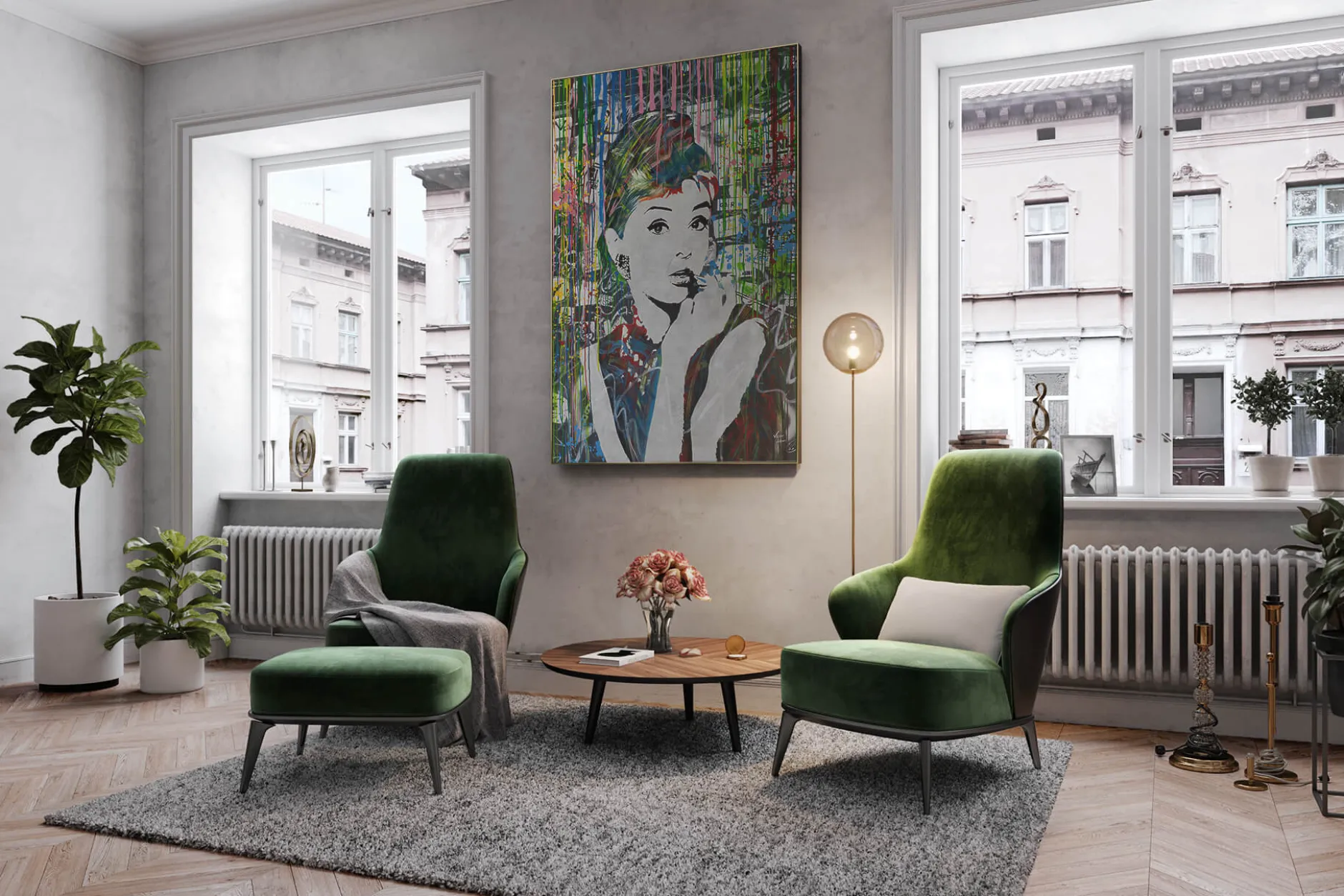 XXL Öl Gemälde 'Colourful Audrey' | Handgemaltes Unikat