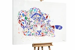 XXL Öl Gemälde 'Colourful Leopard' | Handgemaltes Unikat