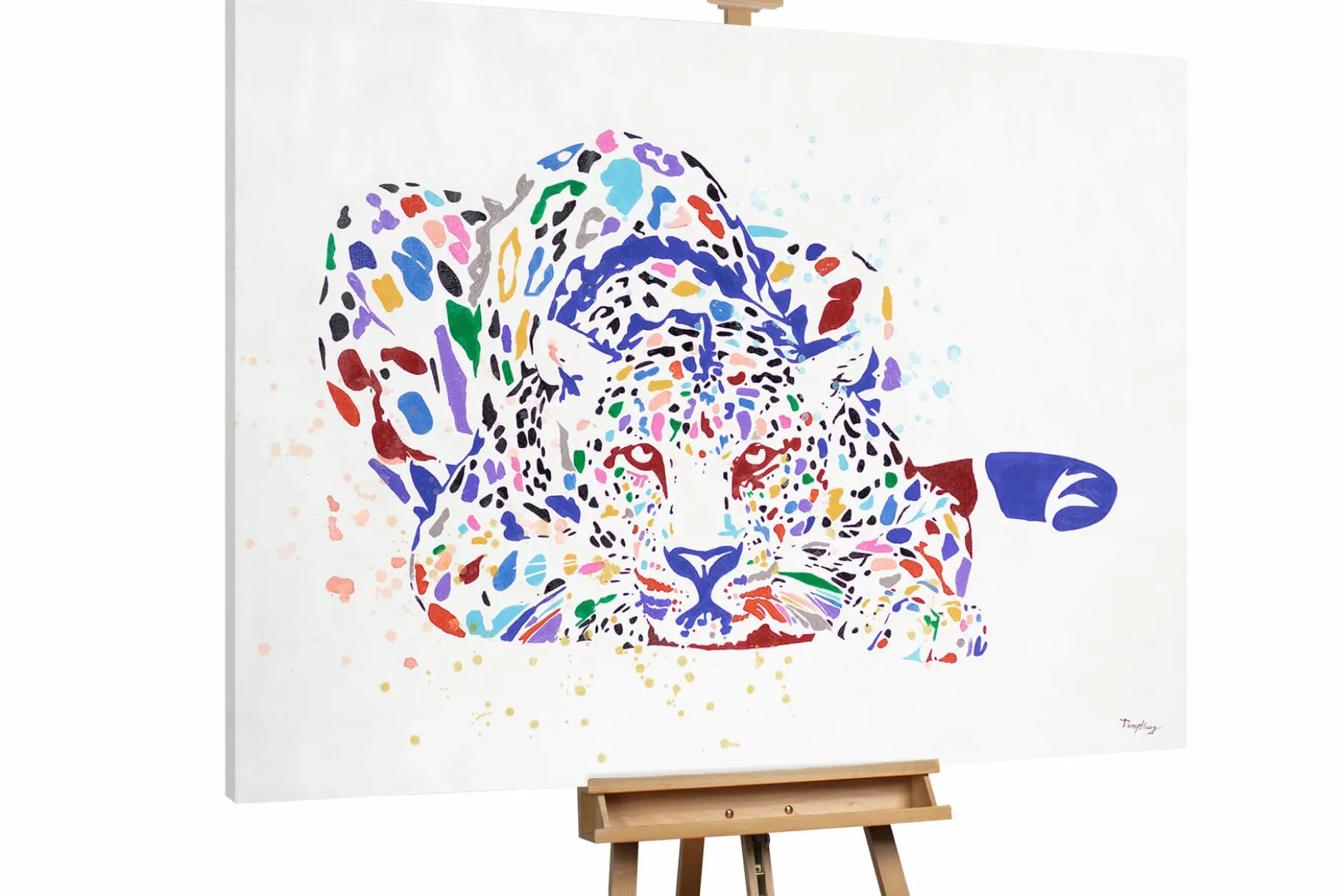 XXL Öl Gemälde 'Colourful Leopard' | Handgemaltes Unikat