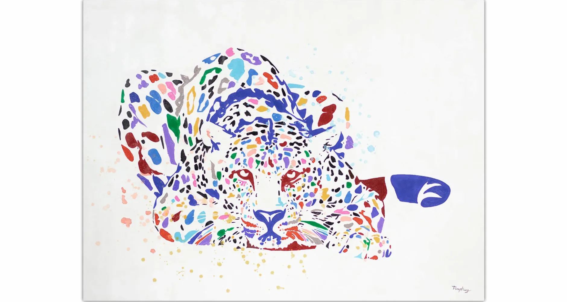XXL Öl Gemälde 'Colourful Leopard' | Handgemaltes Unikat