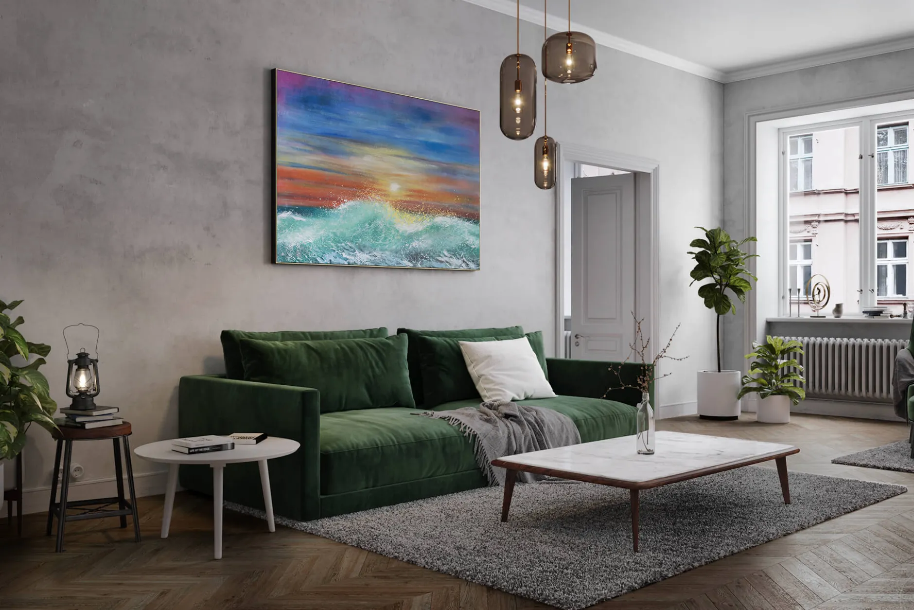 XXL Öl Gemälde 'Colourful Ocean' | Handgemaltes Unikat