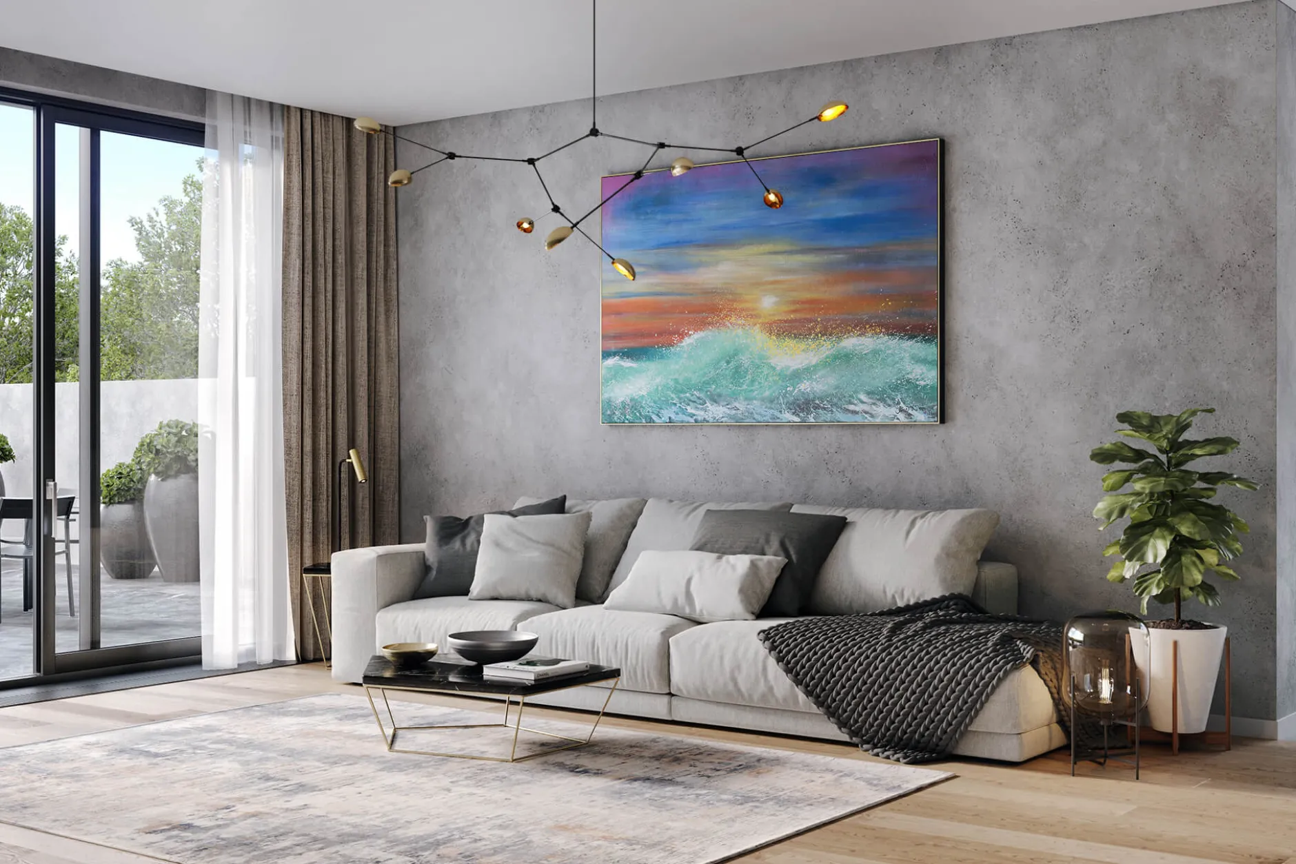 XXL Öl Gemälde 'Colourful Ocean' | Handgemaltes Unikat