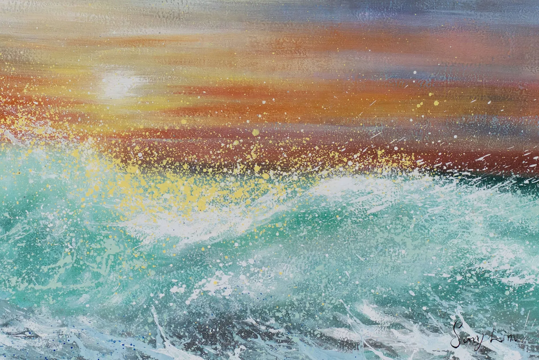 XXL Öl Gemälde 'Colourful Ocean' | Handgemaltes Unikat