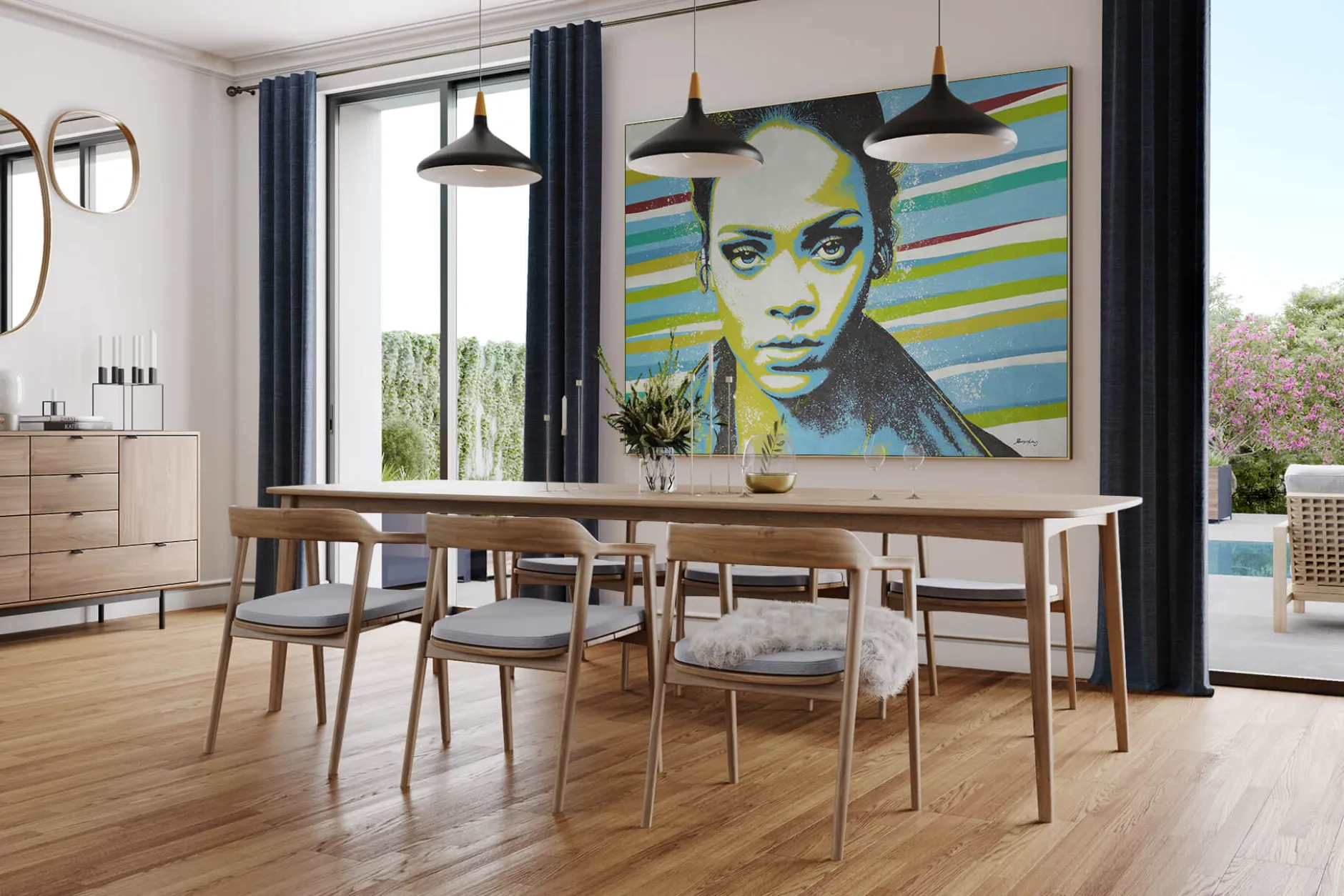 XXL Öl Gemälde 'Colourful Rihanna' | Handgemaltes Unikat