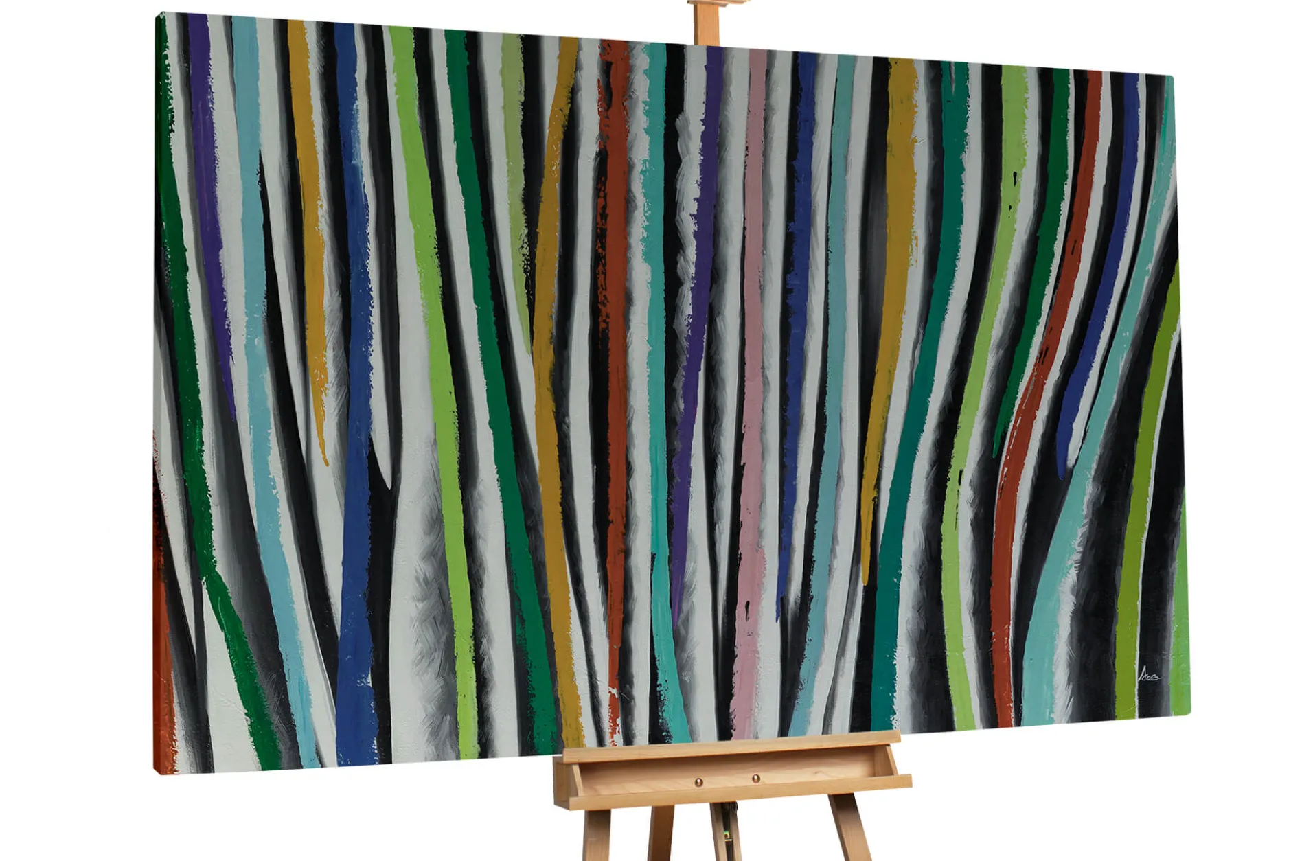 XXL Öl Gemälde 'Colourful Zebra' | Handgemaltes Unikat