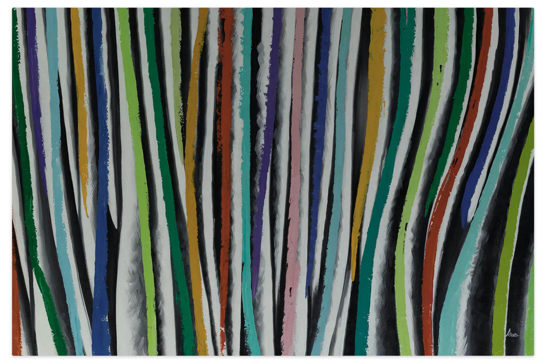 XXL Öl Gemälde 'Colourful Zebra' | Handgemaltes Unikat