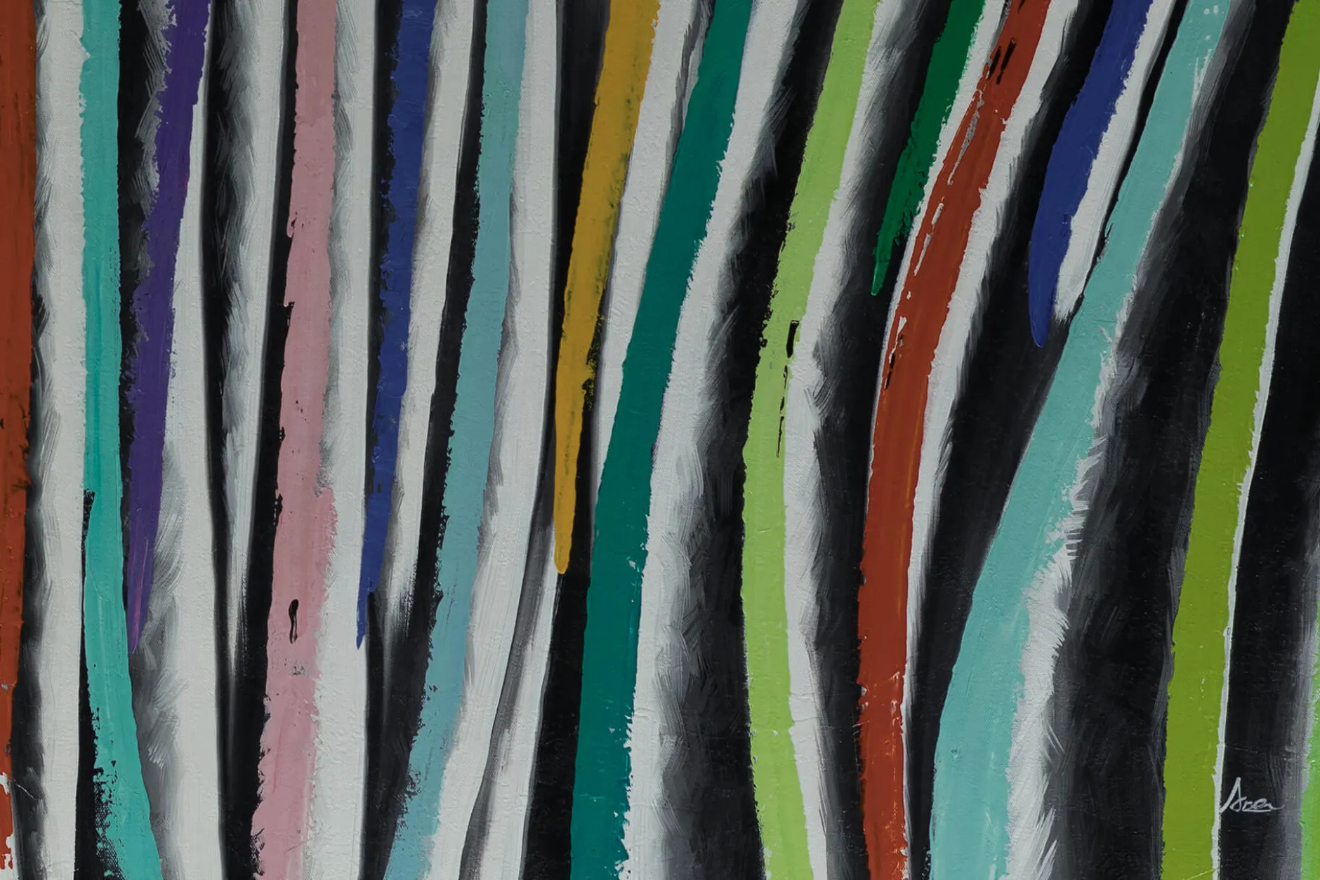 XXL Öl Gemälde 'Colourful Zebra' | Handgemaltes Unikat