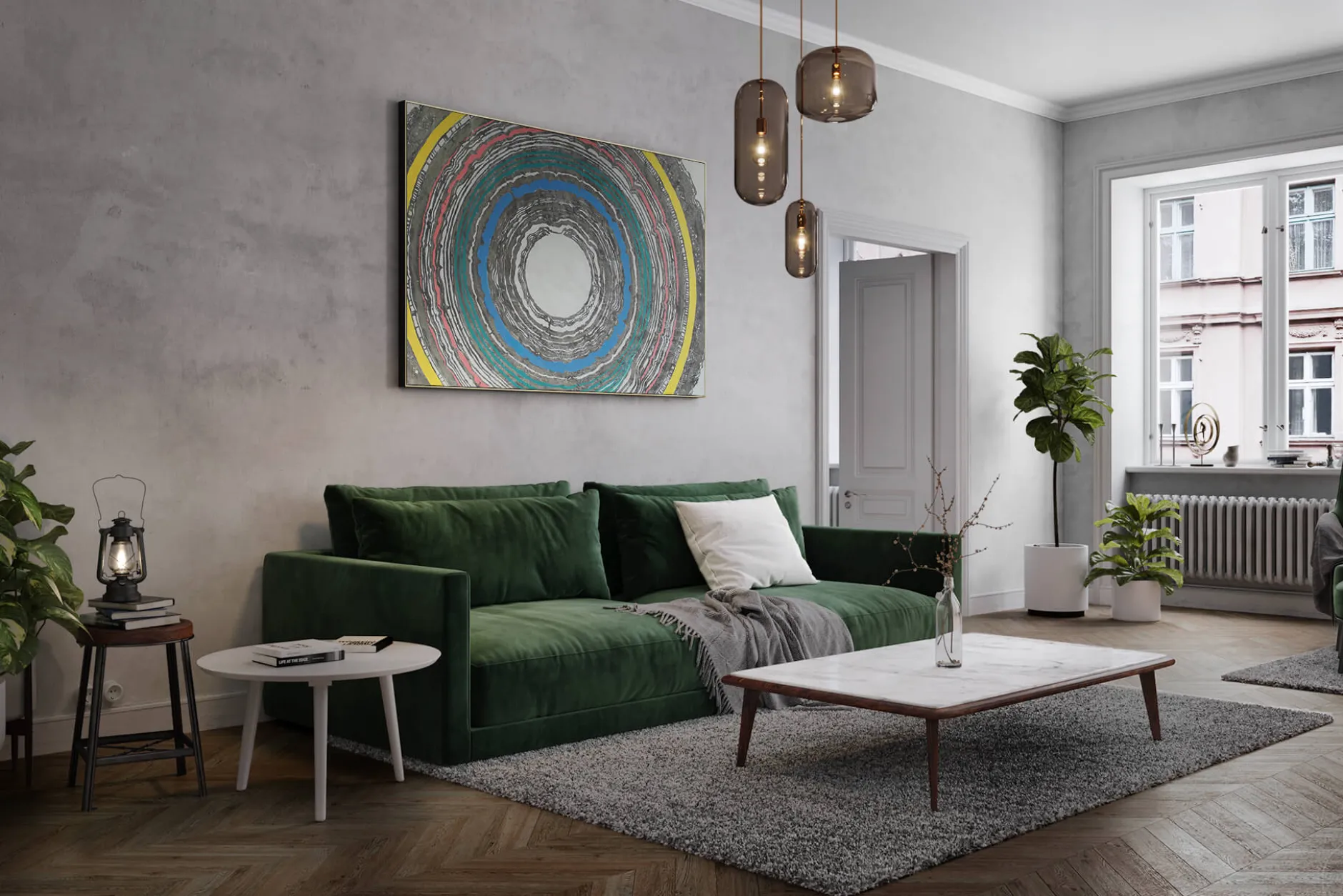 XXL Öl Gemälde 'Concentric Colors' | Handgemaltes Unikat