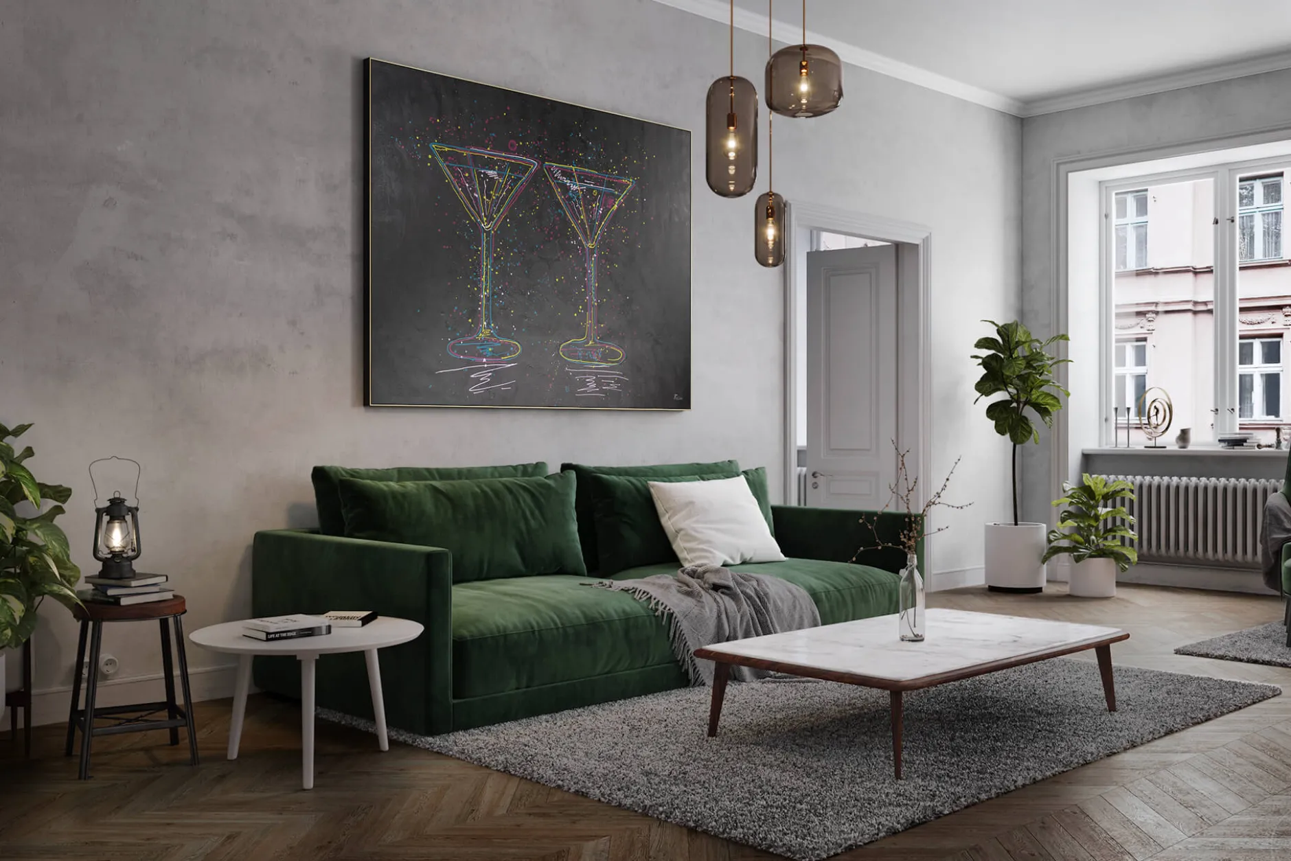 XXL Öl Gemälde 'Cosmopolitan Night' | Handgemaltes Unikat