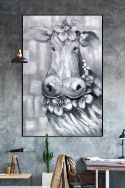 XXL Öl Gemälde 'Crowned Cow' | Handgemaltes Unikat