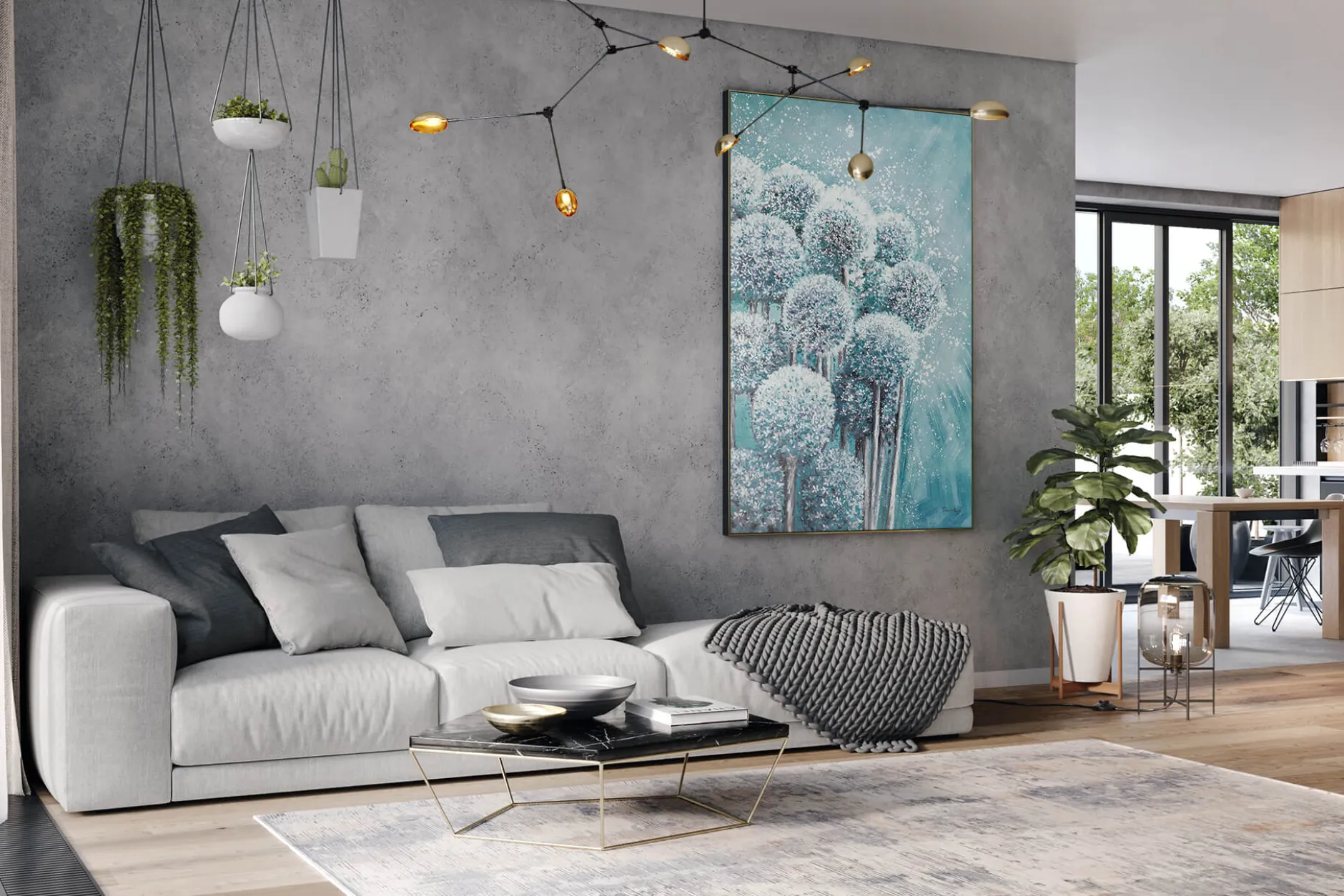 XXL Öl Gemälde 'Dandelion Dreams' | Handgemaltes Unikat