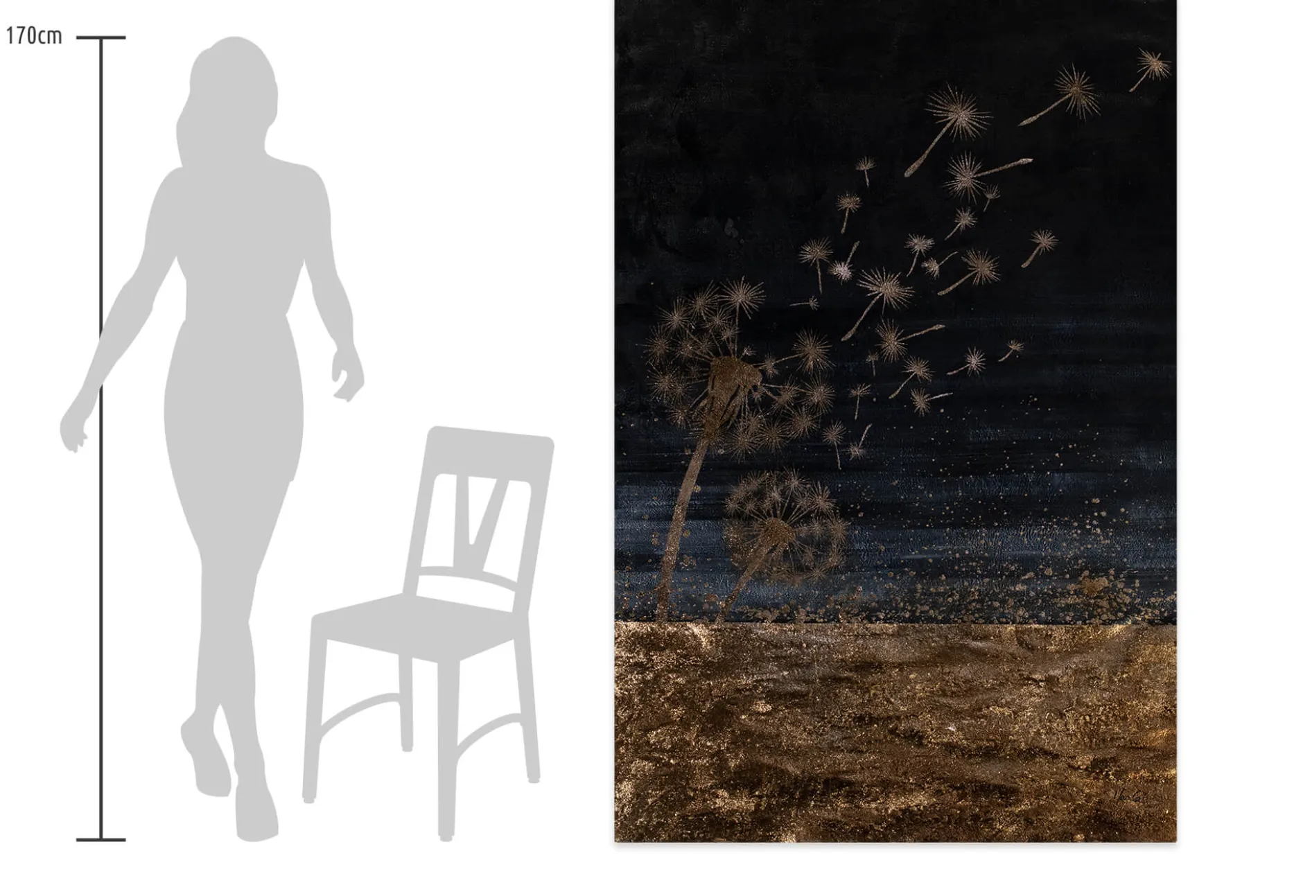 XXL Öl Gemälde 'Dandelions in the Night' | Handgemaltes Unikat