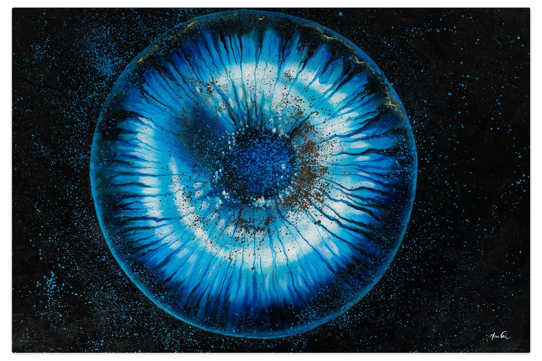 XXL Öl Gemälde 'Dark Blue Iris' | Handgemaltes Unikat