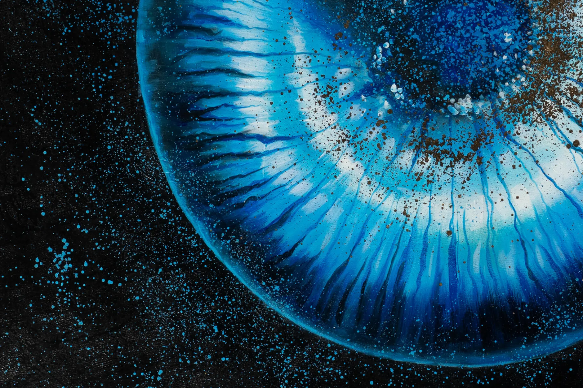 XXL Öl Gemälde 'Dark Blue Iris' | Handgemaltes Unikat