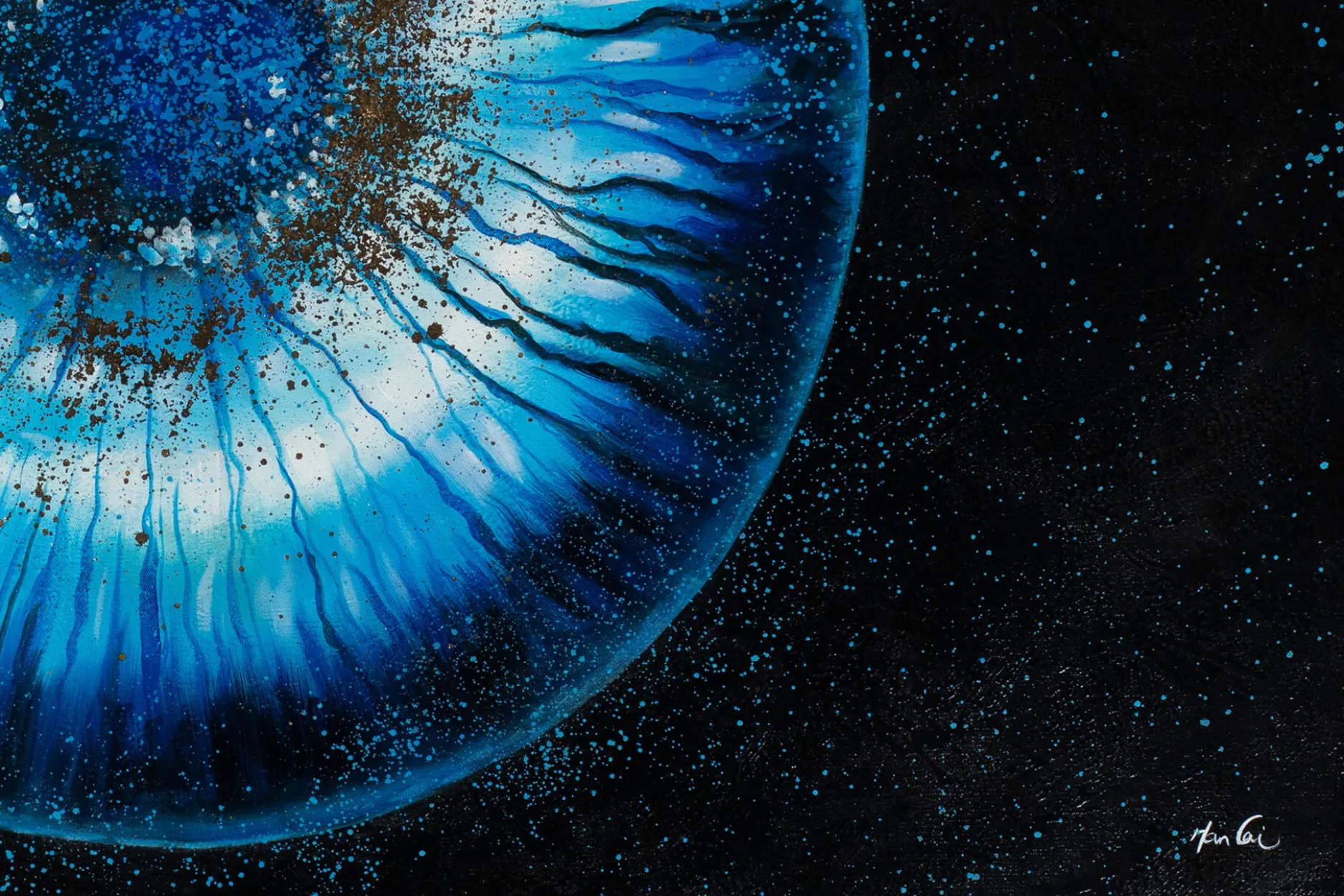 XXL Öl Gemälde 'Dark Blue Iris' | Handgemaltes Unikat