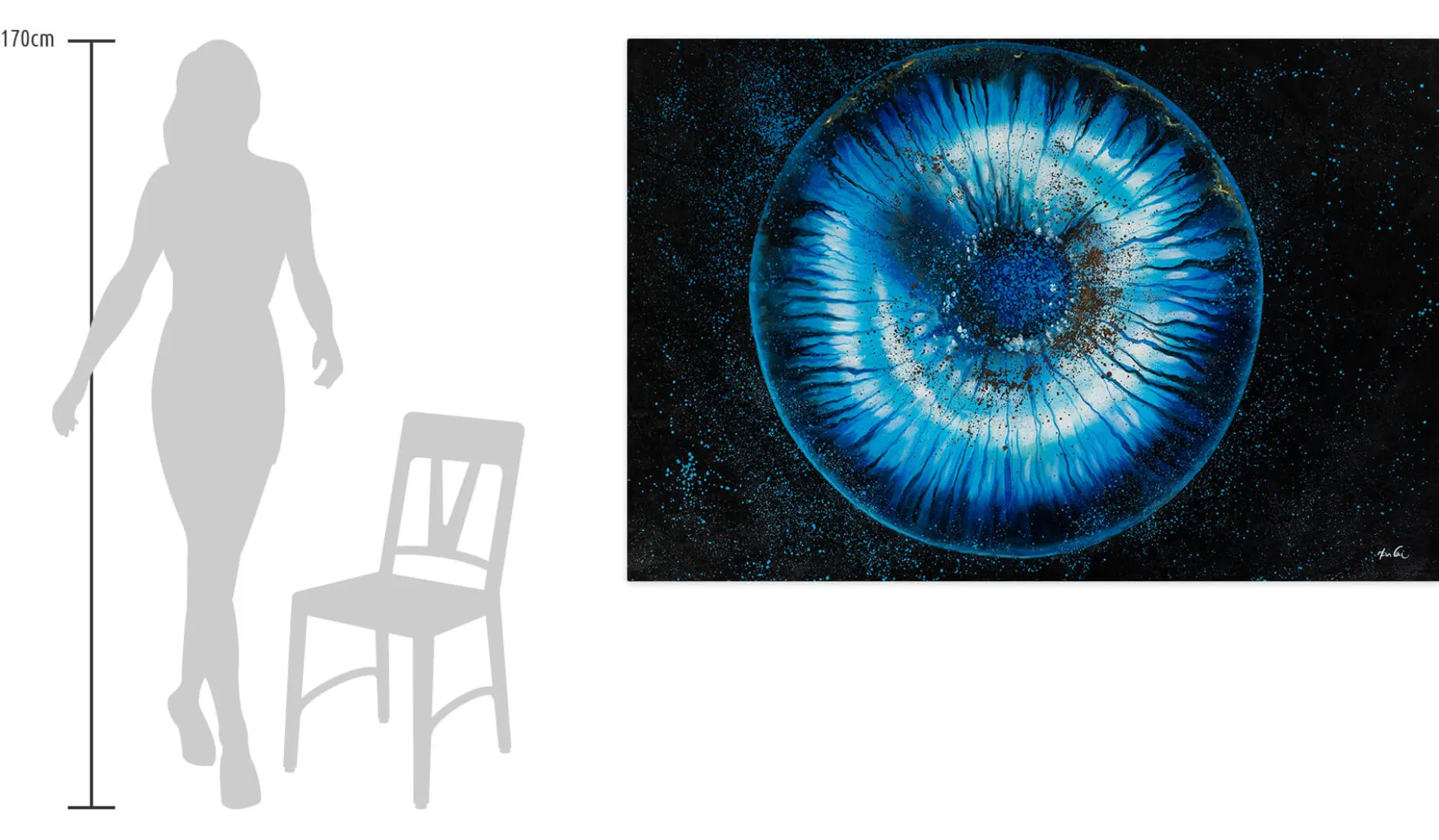 XXL Öl Gemälde 'Dark Blue Iris' | Handgemaltes Unikat