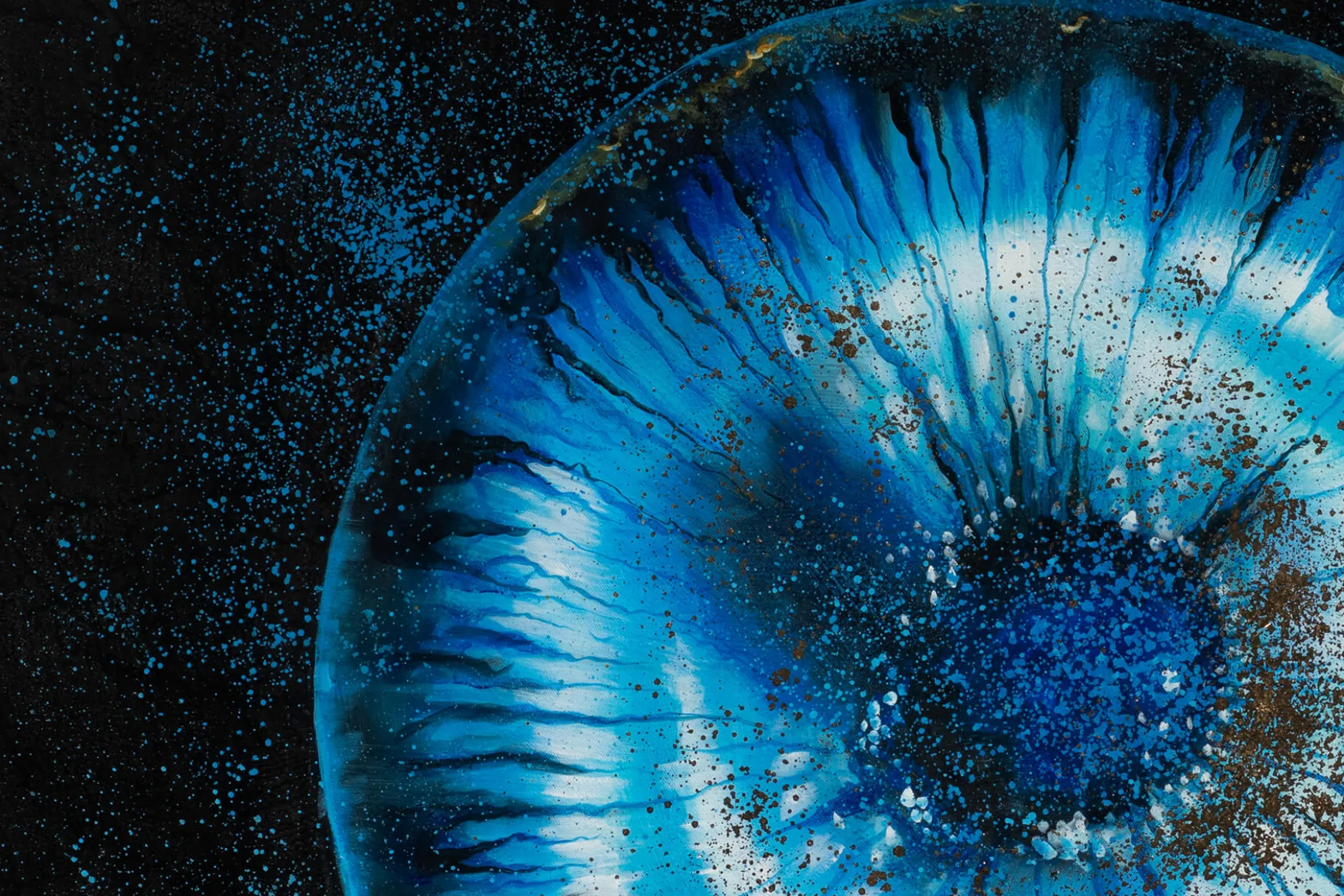 XXL Öl Gemälde 'Dark Blue Iris' | Handgemaltes Unikat