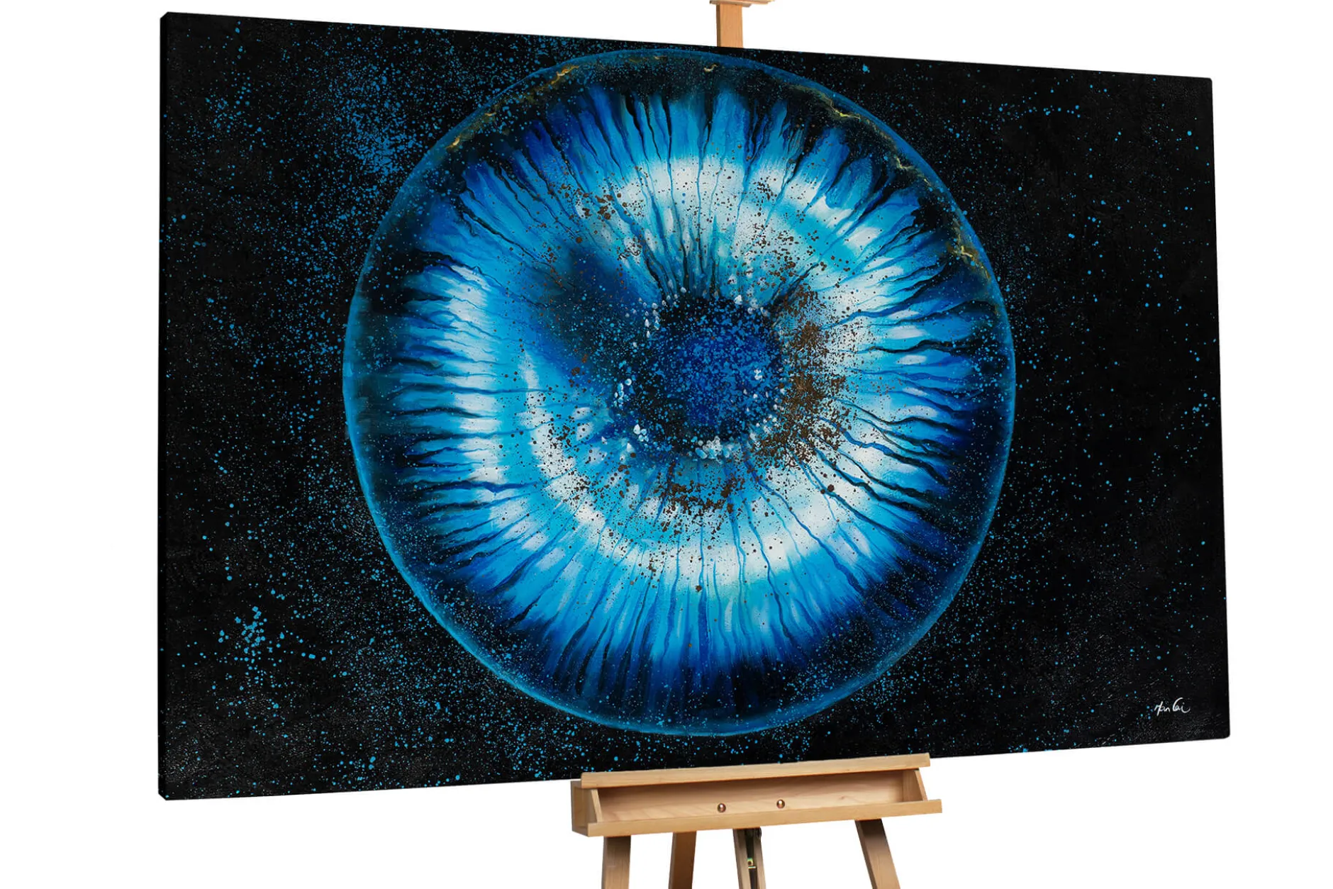 XXL Öl Gemälde 'Dark Blue Iris' | Handgemaltes Unikat