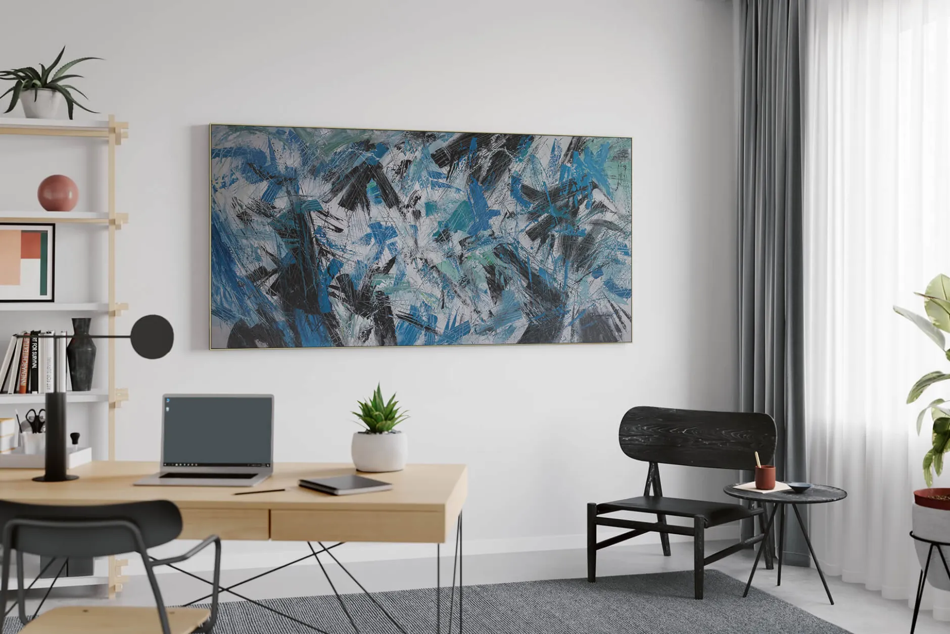XXL Öl Gemälde 'Dazzling Blue' | Handgemaltes Unikat