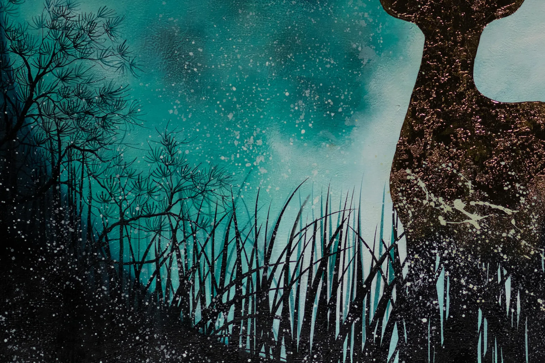 XXL Öl Gemälde 'Deer in the Moonlight' | Handgemaltes Unikat