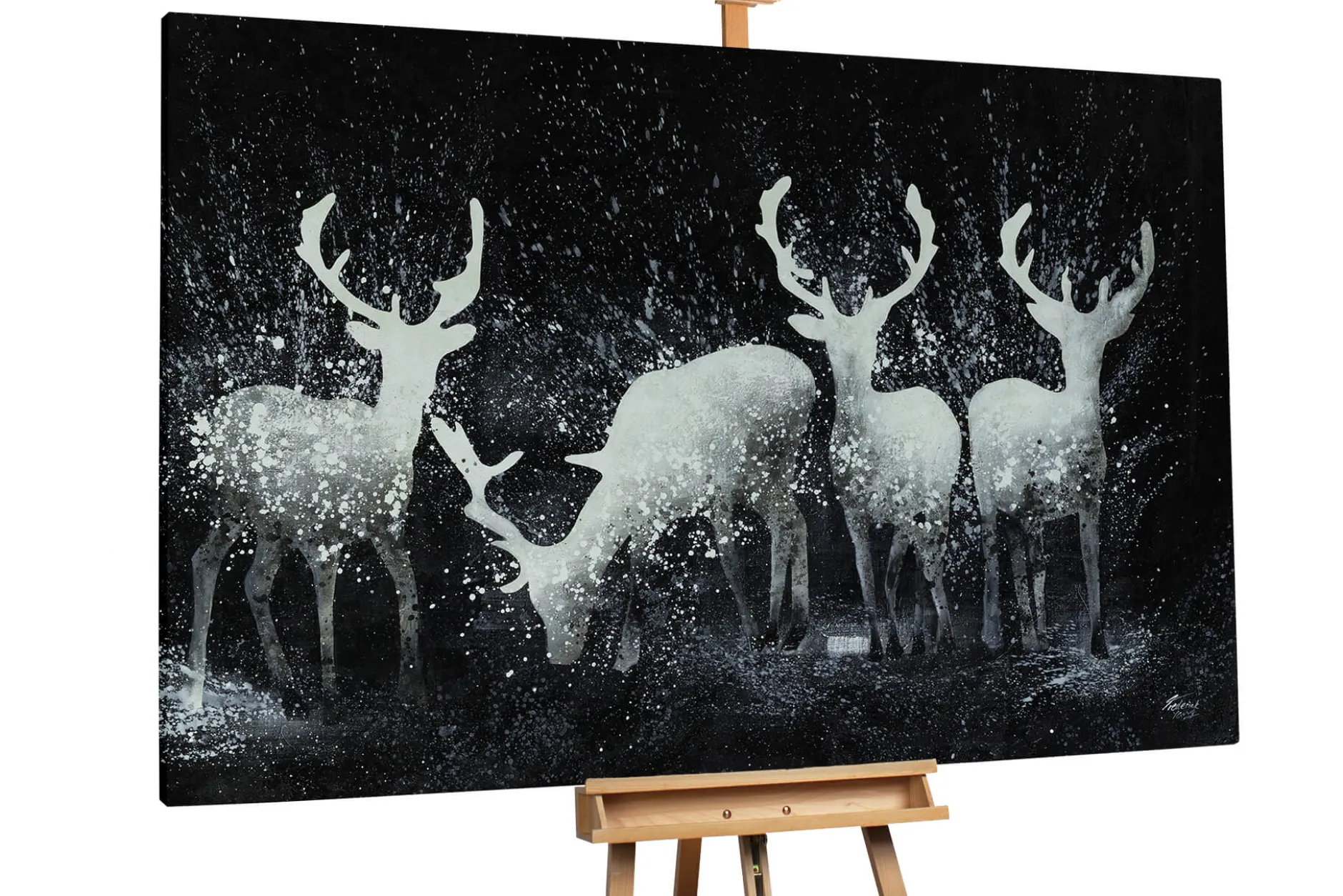 XXL Öl Gemälde 'Deer Magic' | Handgemaltes Unikat