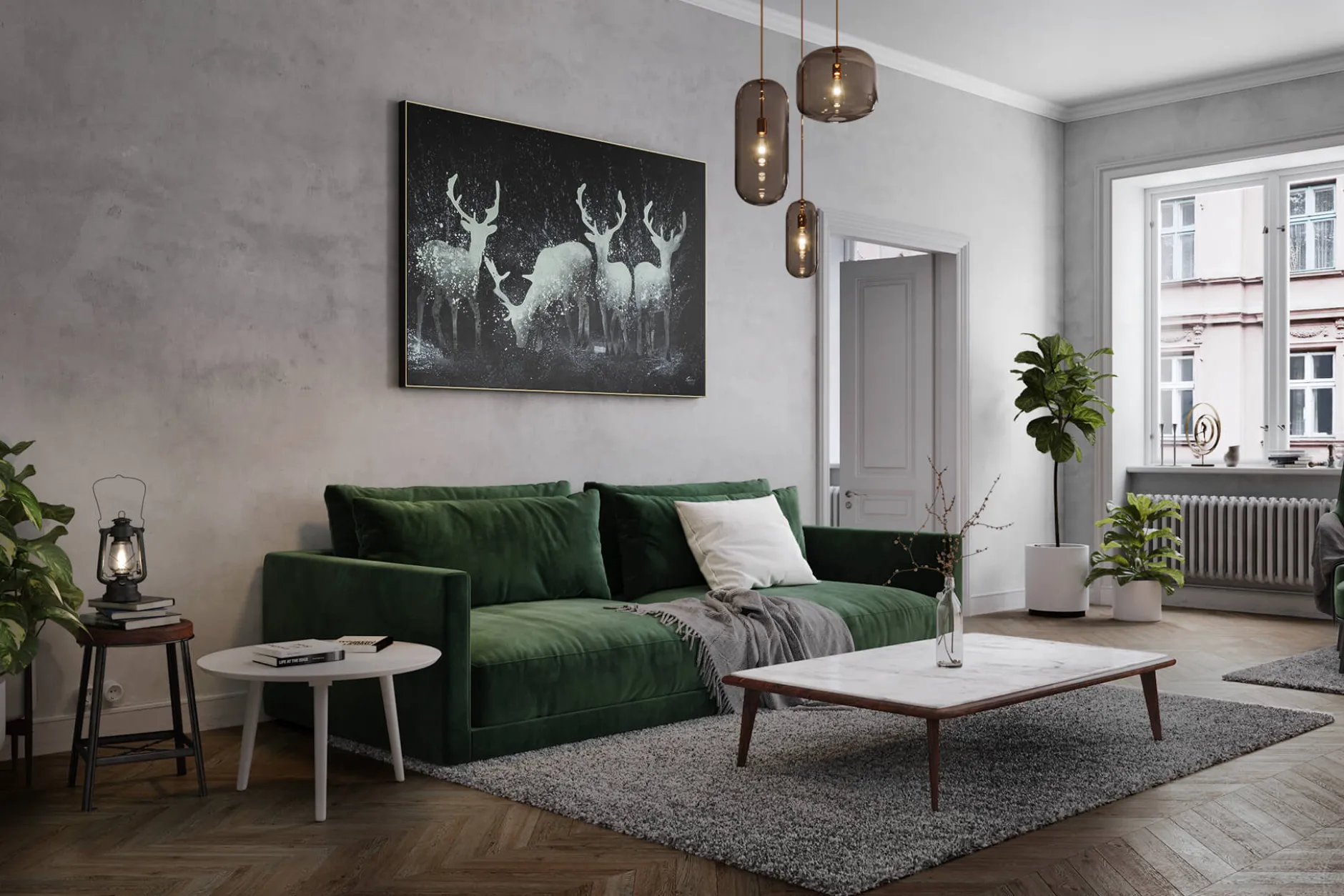 XXL Öl Gemälde 'Deer Magic' | Handgemaltes Unikat