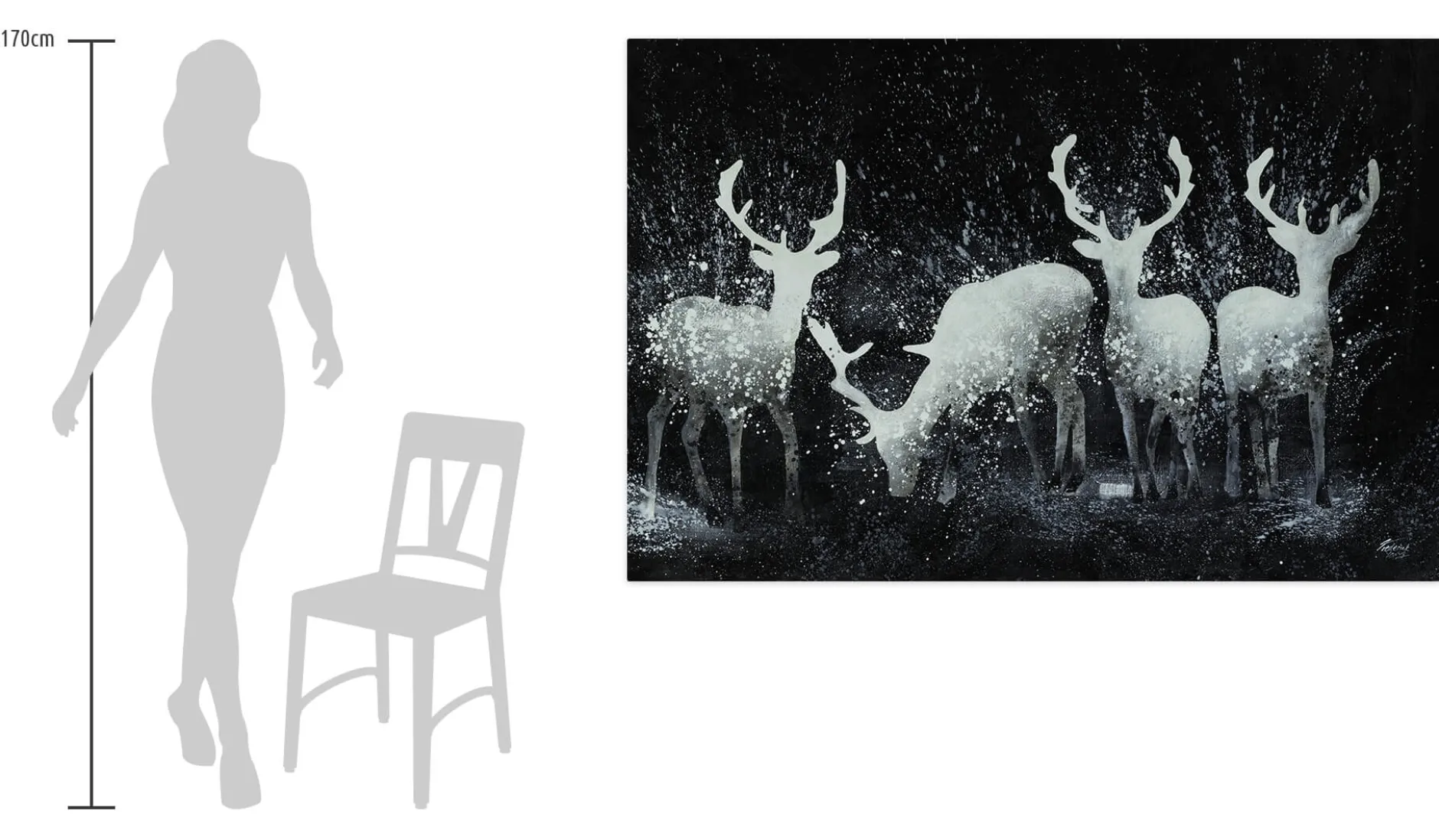 XXL Öl Gemälde 'Deer Magic' | Handgemaltes Unikat