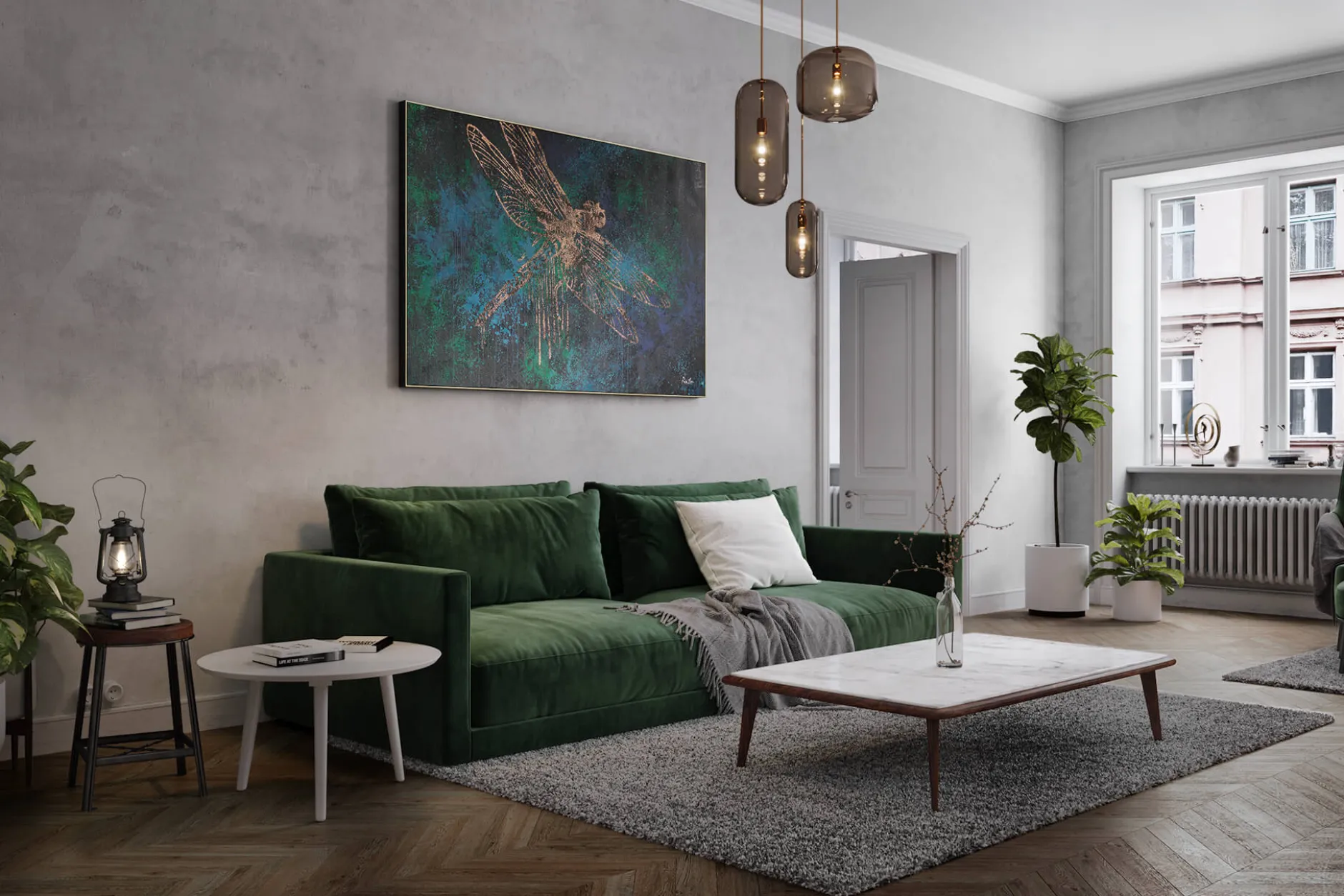 XXL Öl Gemälde 'Delicate Dragonfly' | Handgemaltes Unikat