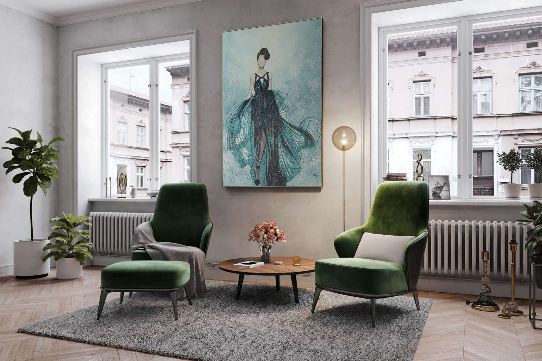 XXL Öl Gemälde 'Dressing Elegance' | Handgemaltes Unikat