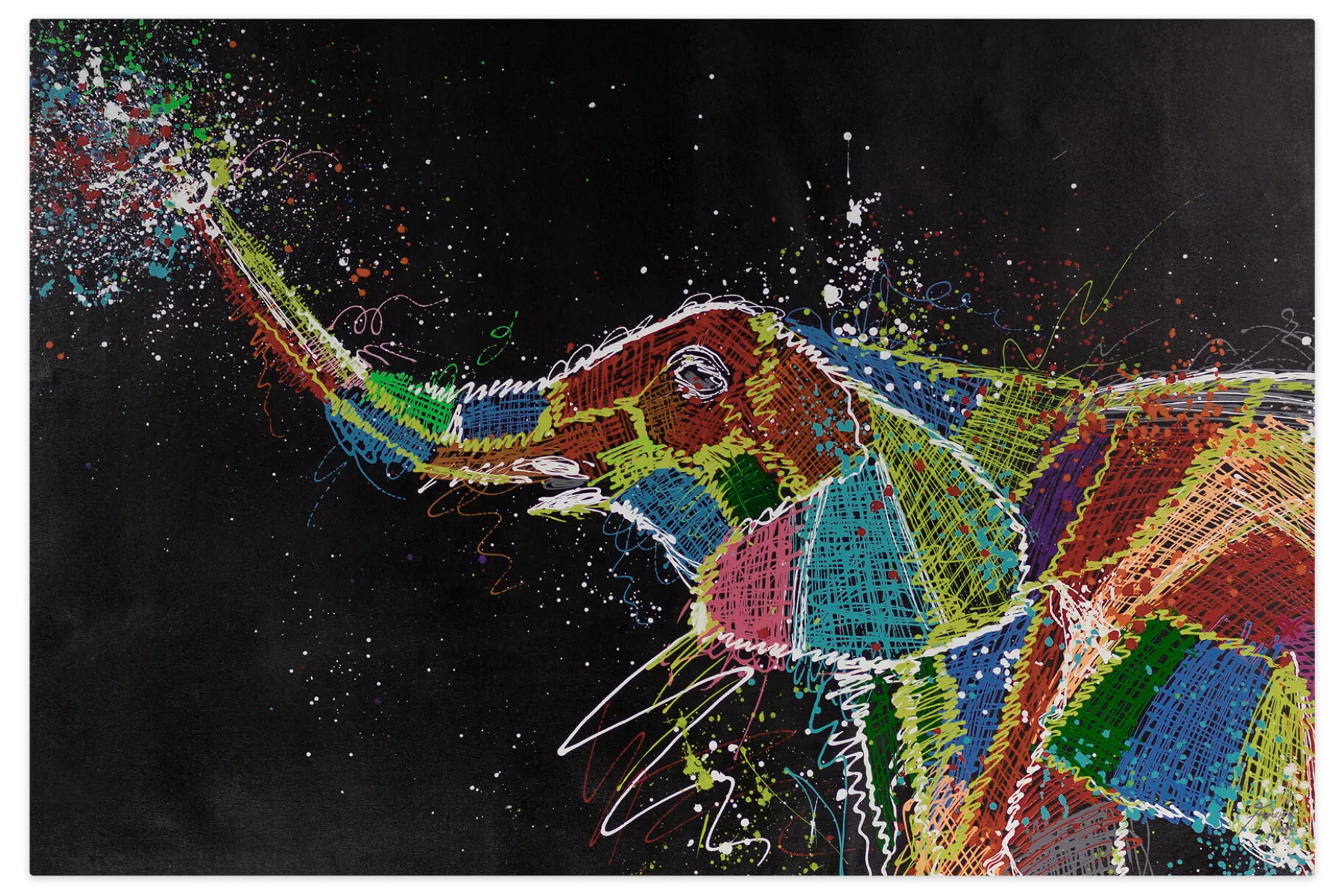 XXL Öl Gemälde 'Ecstatic Elephant' | Handgemaltes Unikat