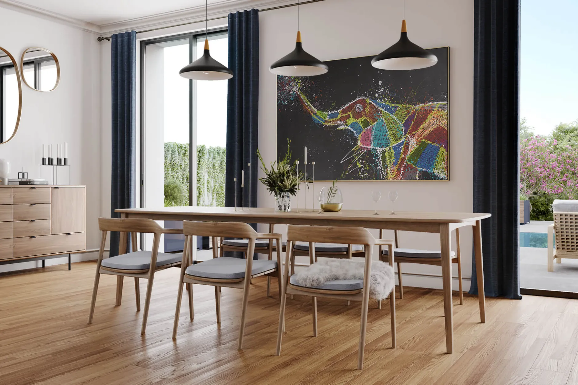 XXL Öl Gemälde 'Ecstatic Elephant' | Handgemaltes Unikat